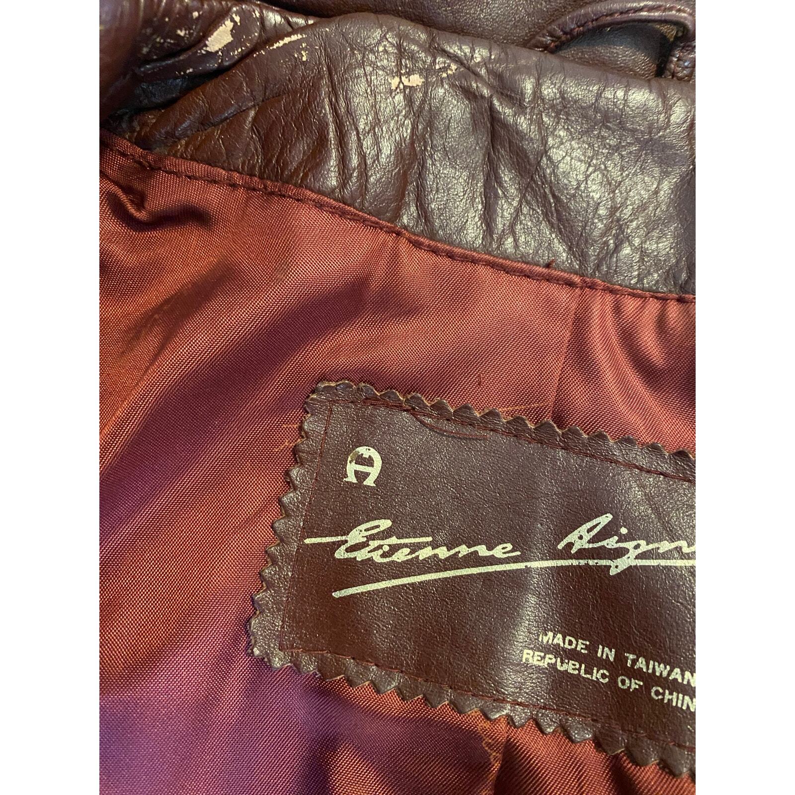 Vintage Etienne Aigner Women’s Oxblood Red Leather Blazer Jacket 1970s Burgundy