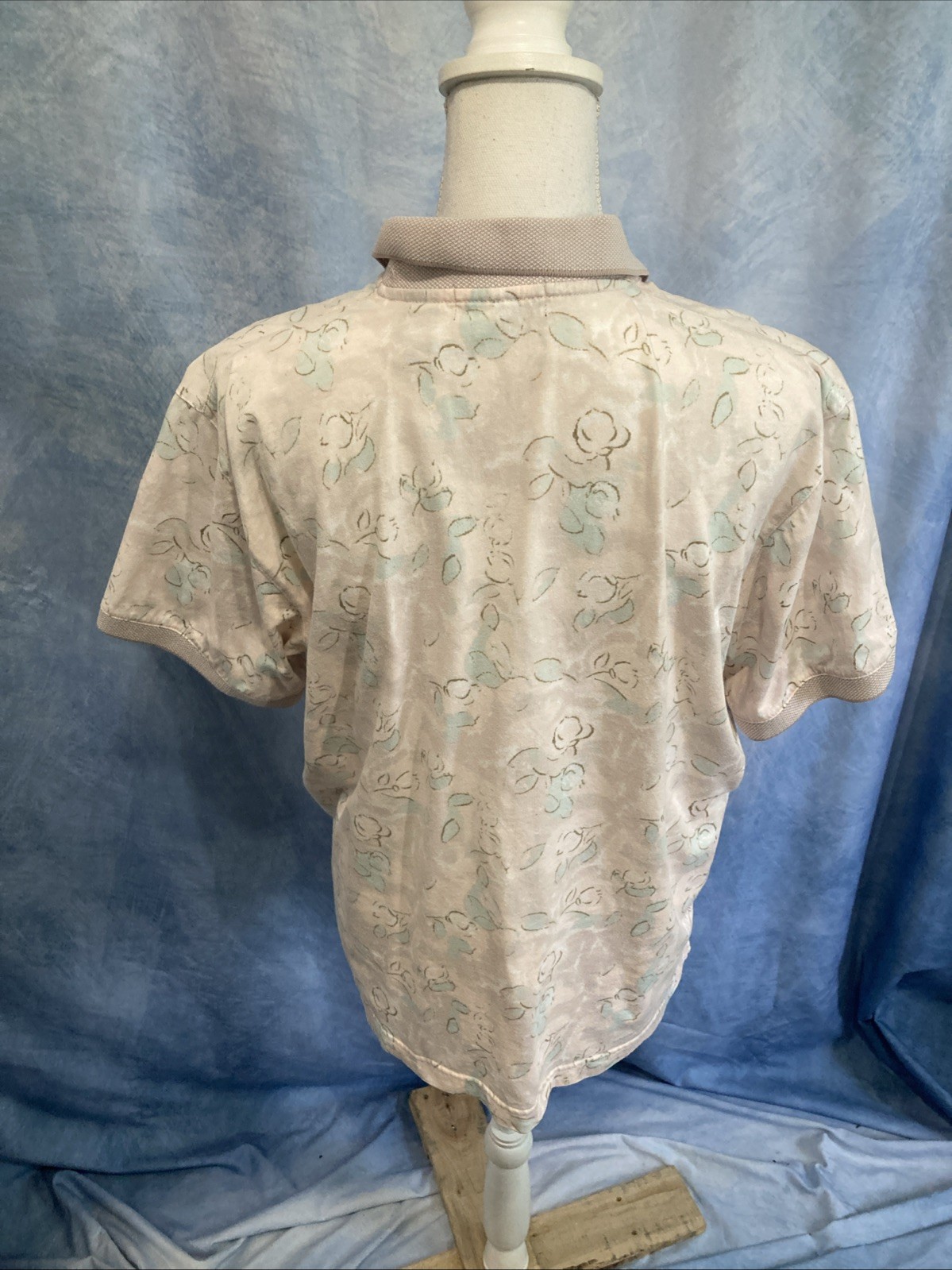 Vtg 90s Arrow Americas Golf Polo Shirt Womens L Cotton Floral Cottagecore Pastel