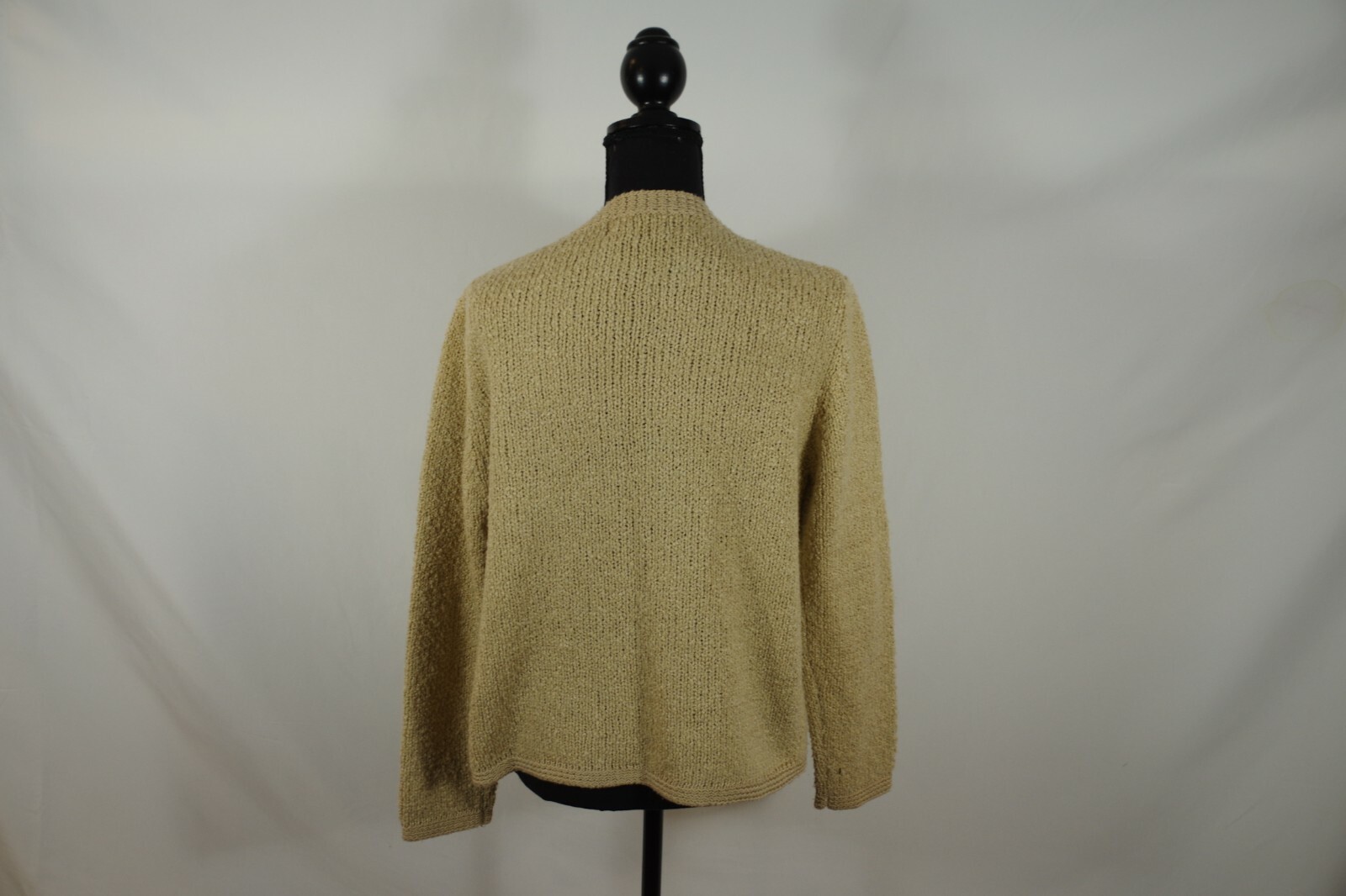 Vintage Classic Le Roy Knitwear Tan Gold Open Cardigan Size L Large Womens Soft