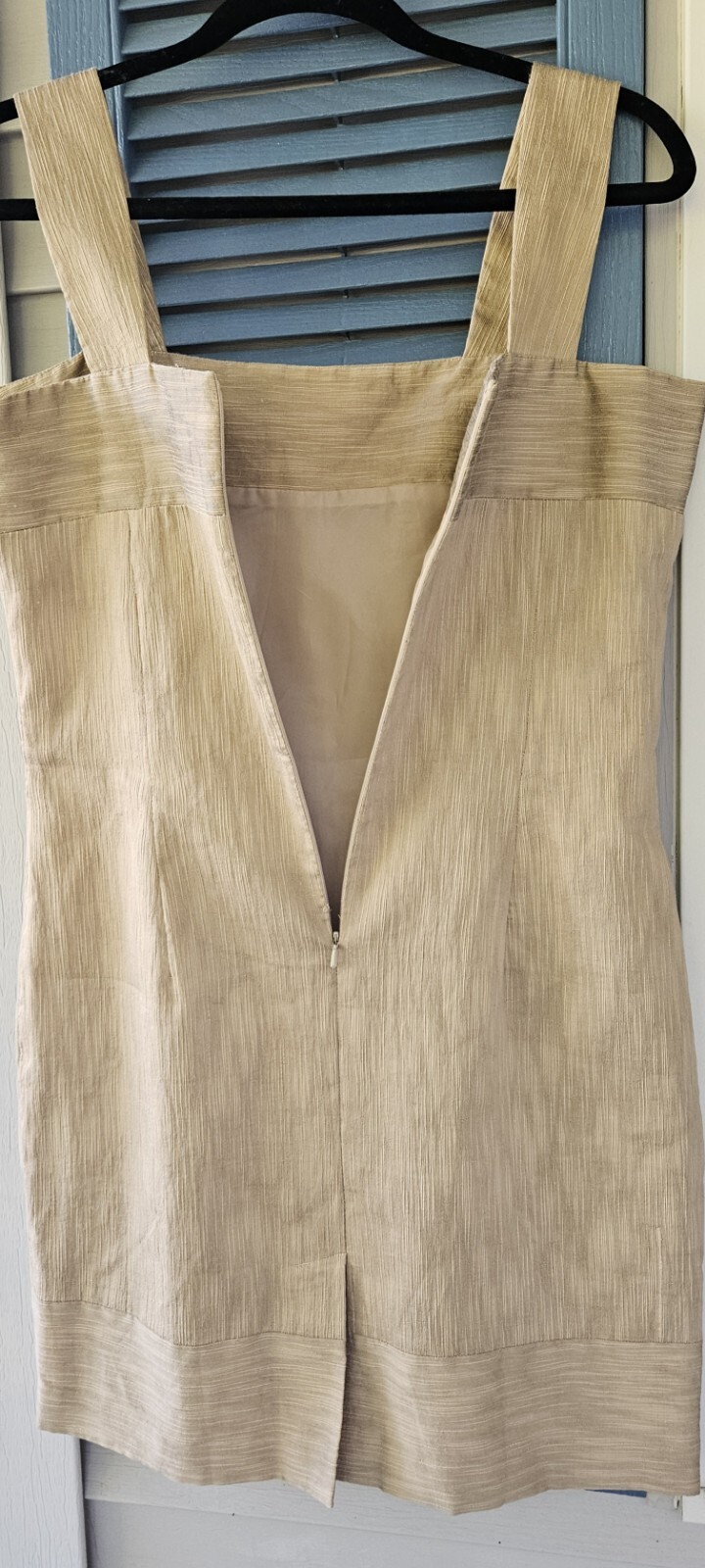 Anthropologie Golden Tan Sheath Dress Texture Square Neckline Chic Isabella Bird