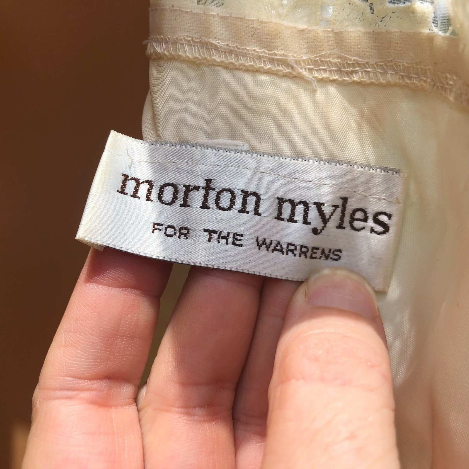 Morton Myles for the Warrens Vintage Ivory Dress Sheer Balloon Sleeves Lace Sz 4