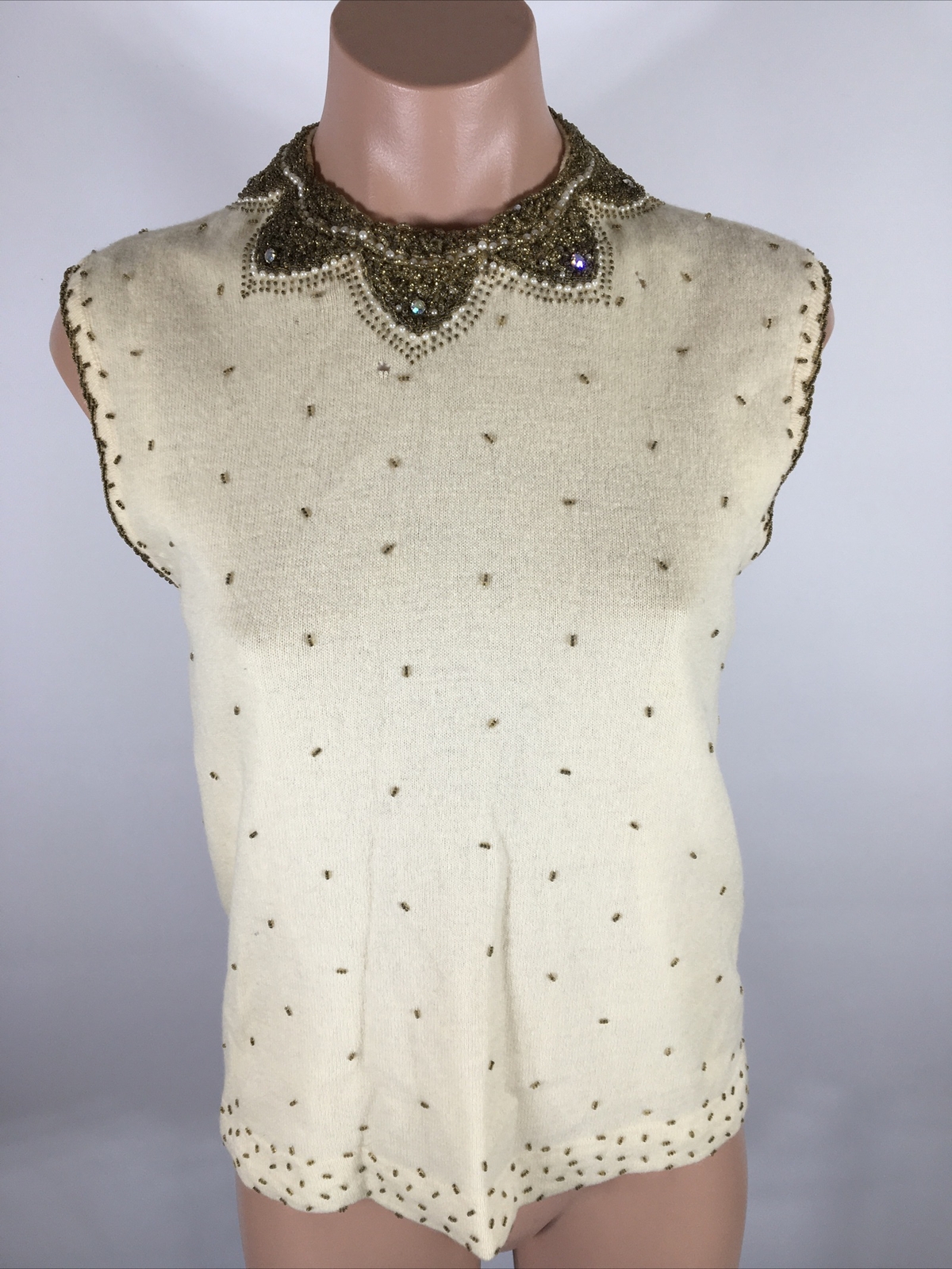 Vintage 60s Marchessa Tank Top Beaded Blouse international Angora and Lambswool