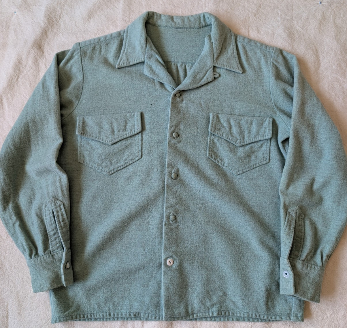 Vintage 50s 60s Handmade Wool Knit Seafoam Green Loop Collar Women’s MD
