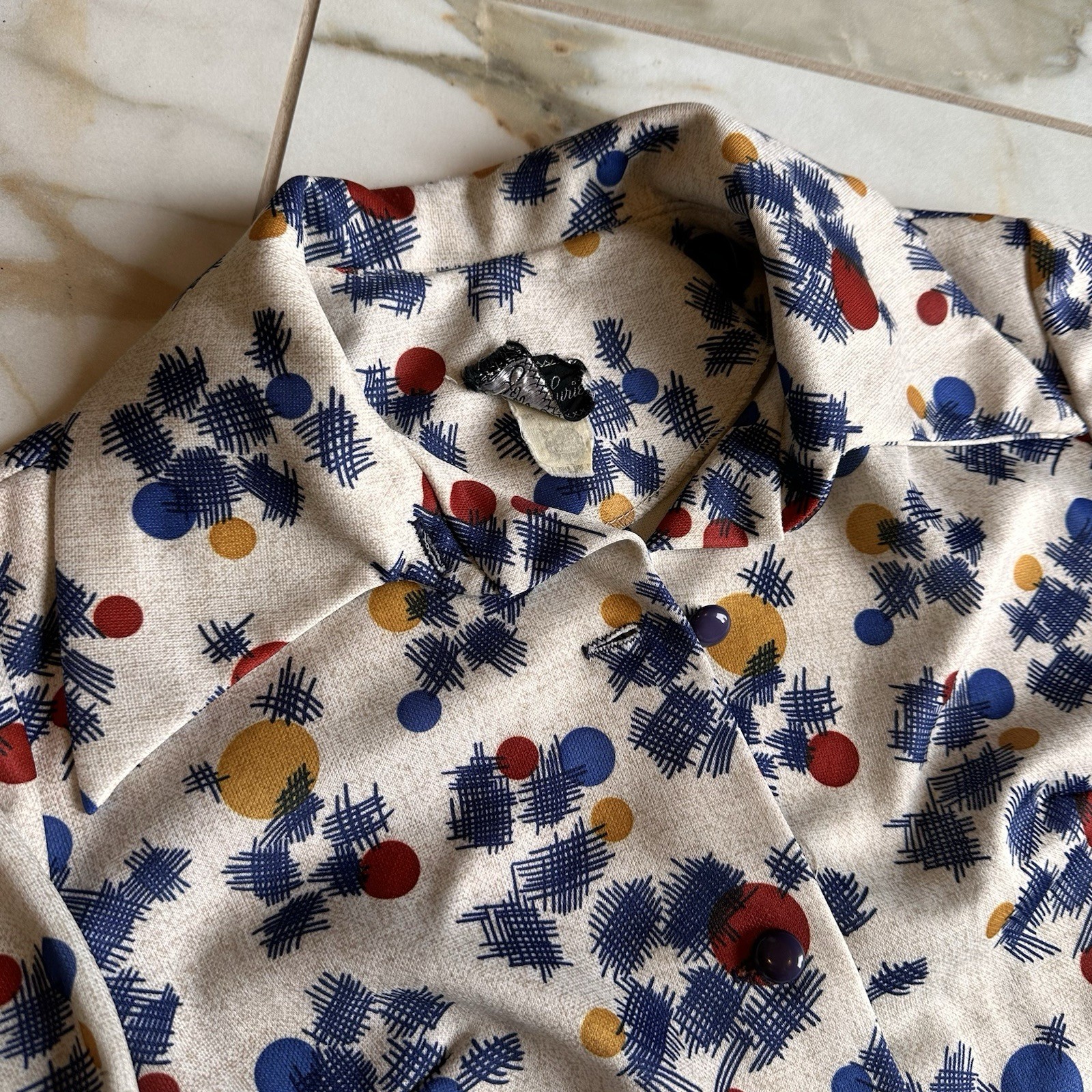 Vintage 60’s Colorful Floral Print Women’s Collared Blazer and A-Line Skirt Set