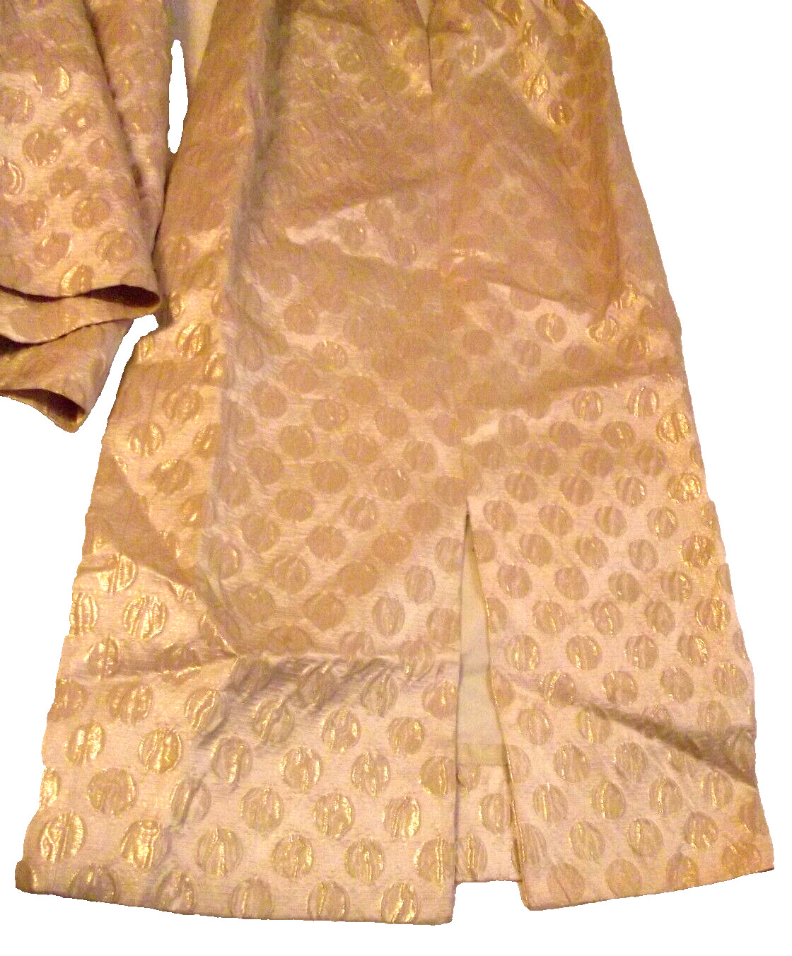 1940s Sandra Sage Creation Formal Petite Cream/Gold Dress Sleeveless Open Back