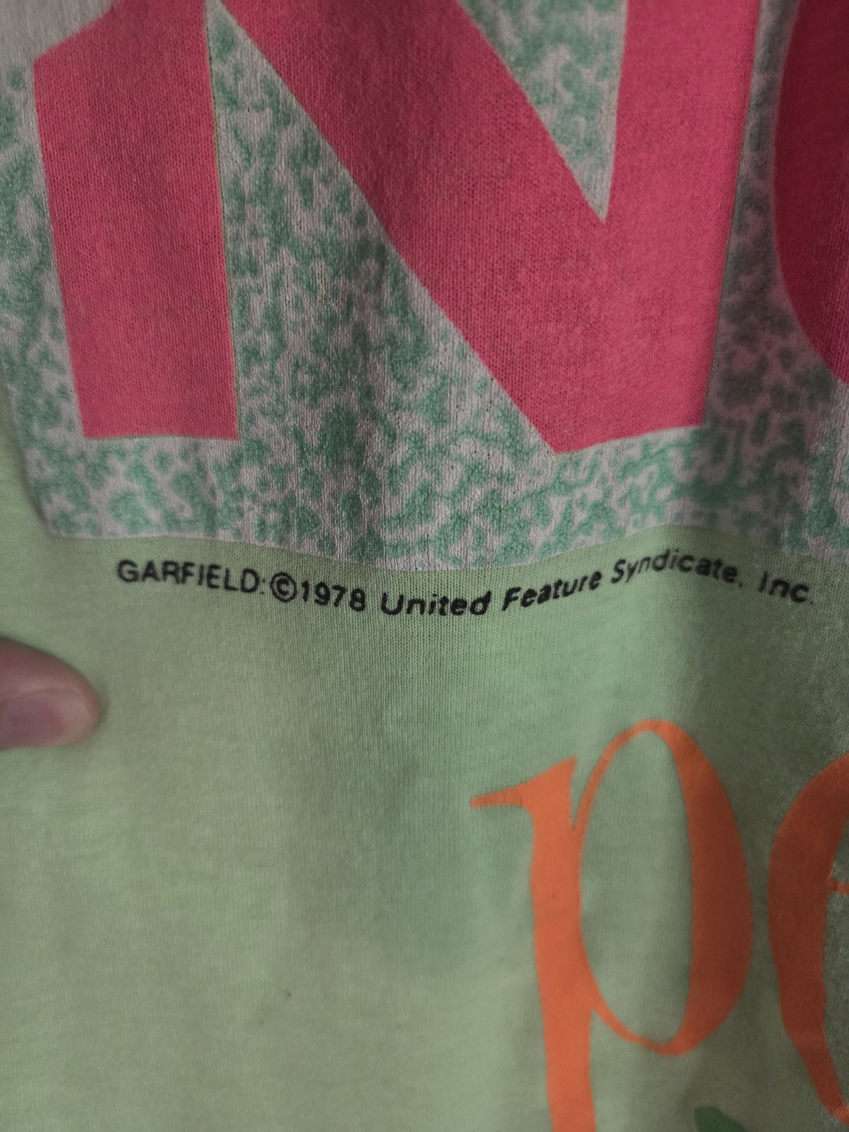 Rare Vintage 70s Jim Davis Garfield Neon Single Stitch Sleep Shirt