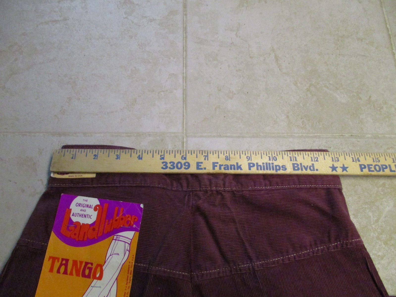 Landlubber Tango VTG Burgandy Corduroy Bell Bottom pants Jeans W30 Hippie Disco