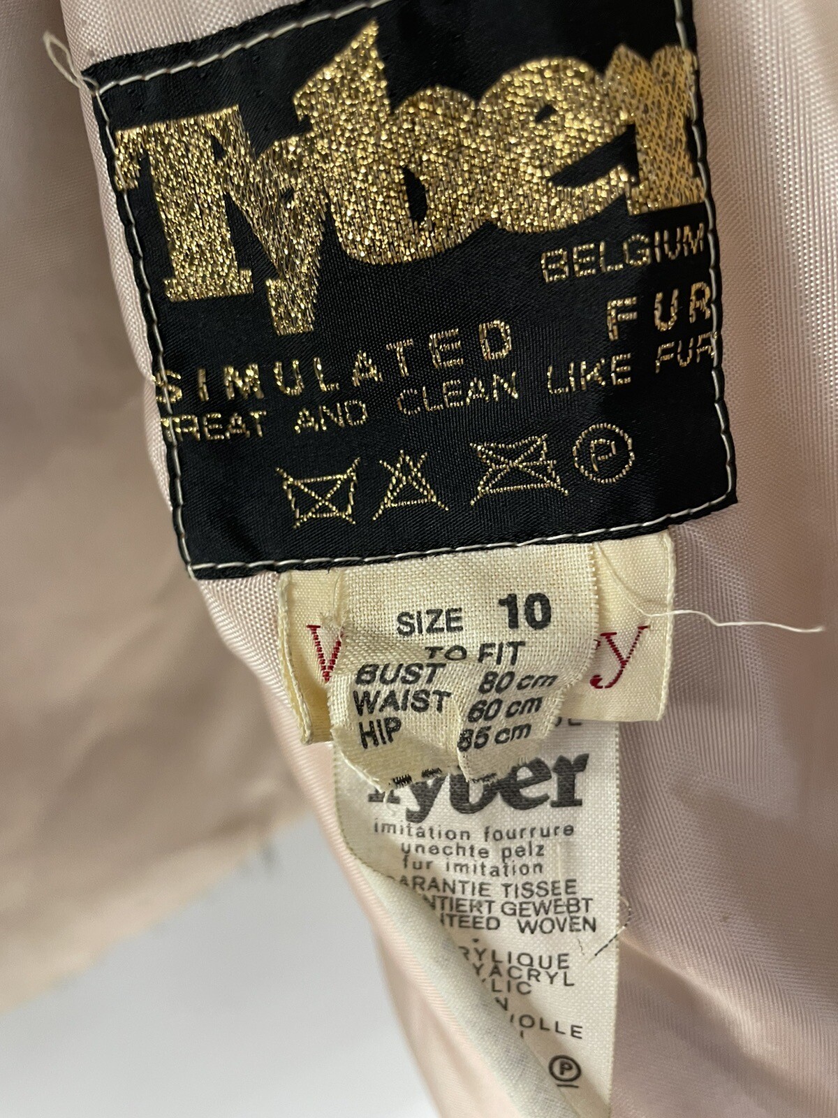 TYBER Belgium by OTEX Half Jacket Silver Grey Premium Faux Fur Vintage Size 10