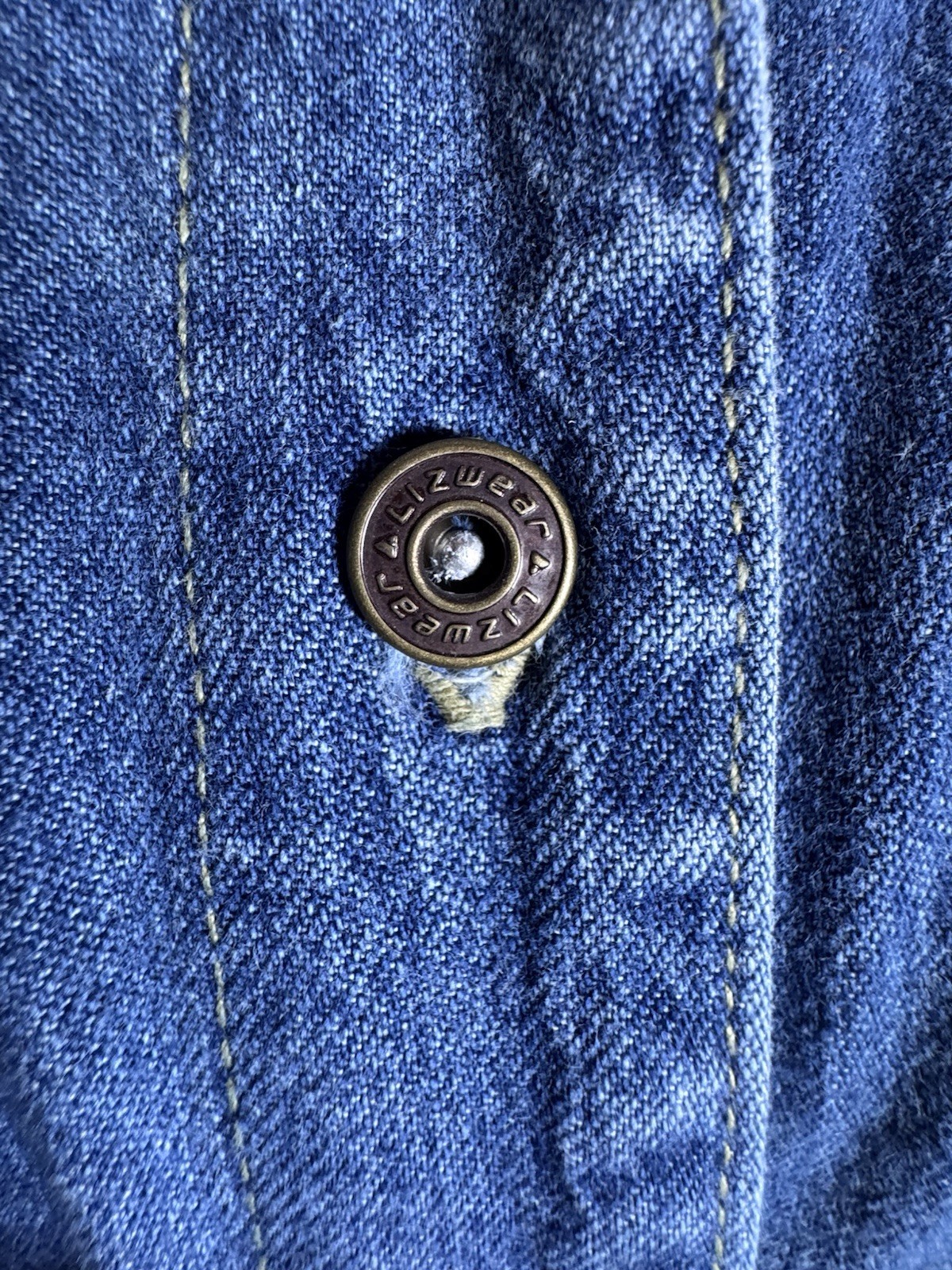 Vintage 90s Liz Claiborne Jeans Sz 10P Denim Buttoned Western Shirt Midi Dress
