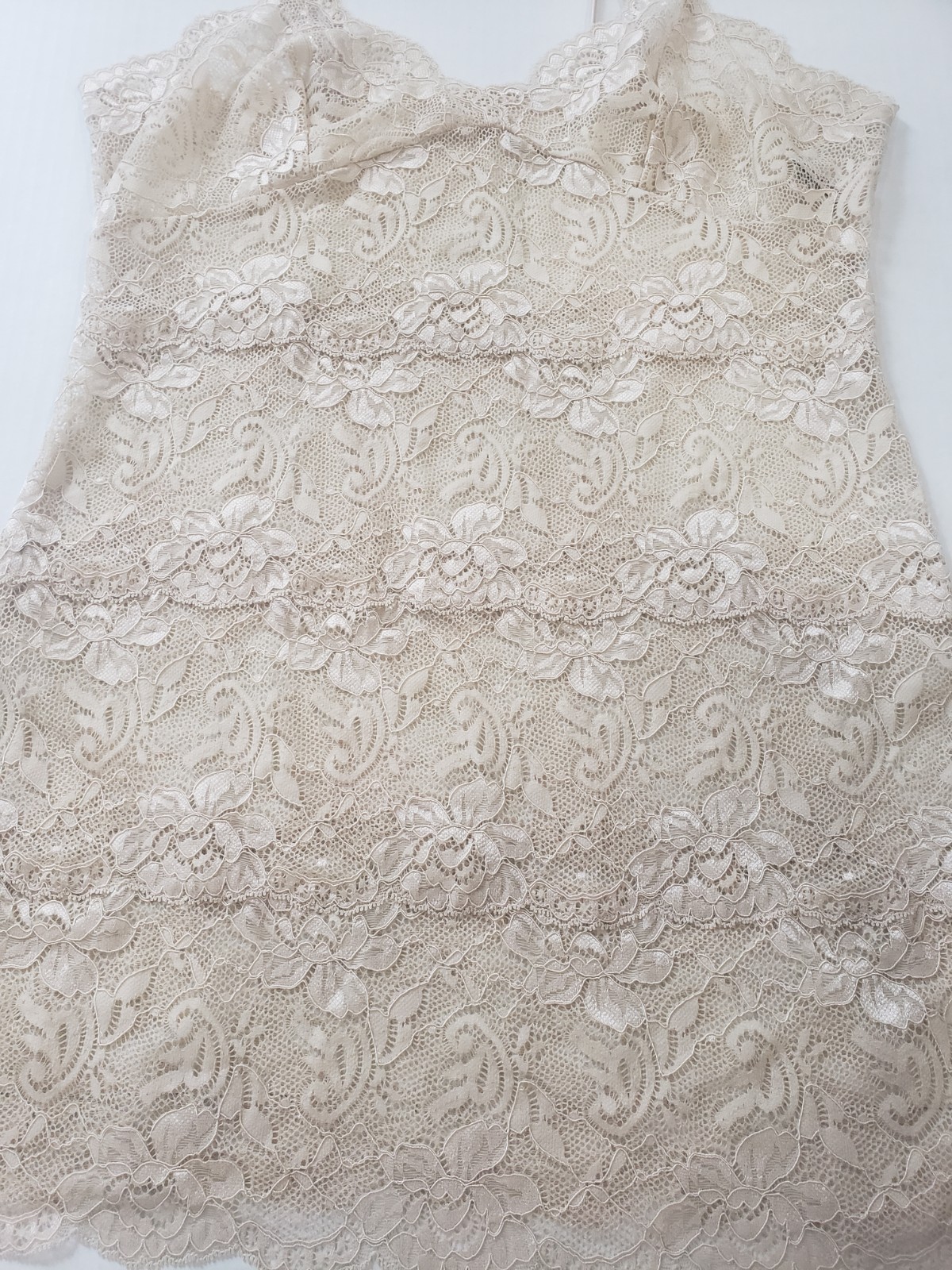 VTG Lindsey Roscoe Farr West Lace Spaghetti Strap Lingerie Night Gown Sz S USA
