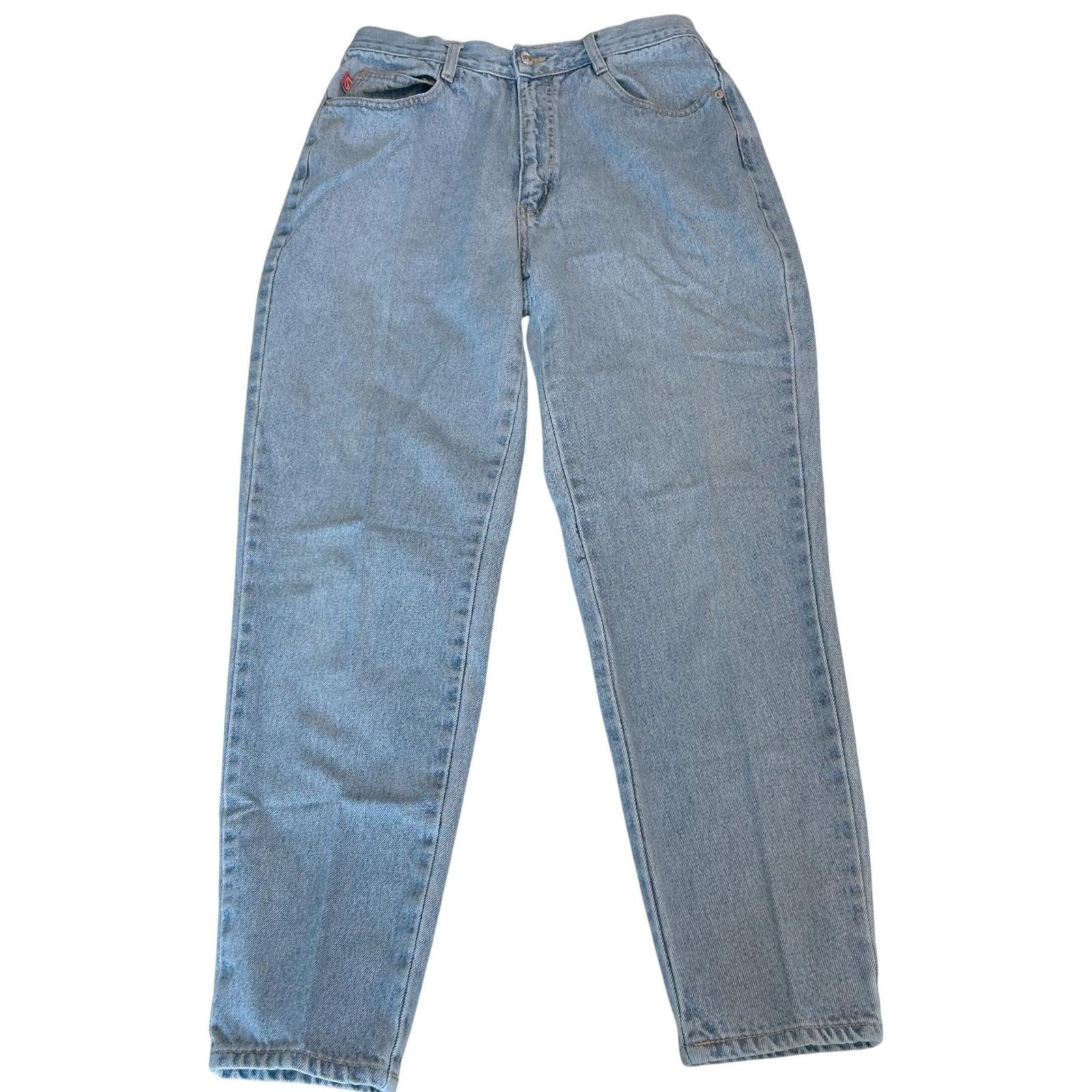 No Excuses Jeans Womens 13/14 Blue Light Wash High Rise Mom Tapered 90s Vintage