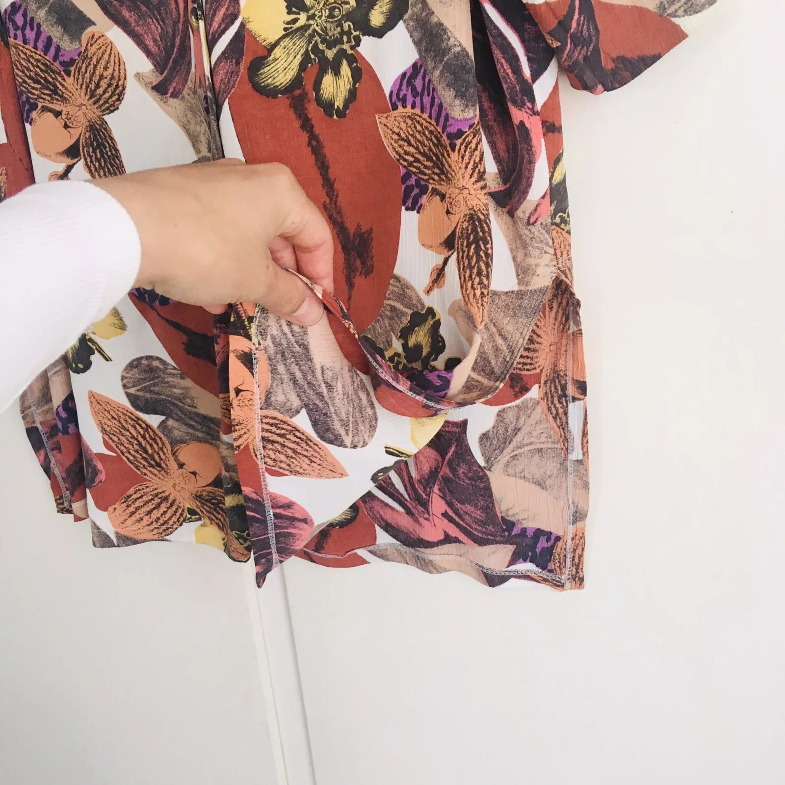 Vintage 90s CUE Design Blouse Top Small Brown Floral