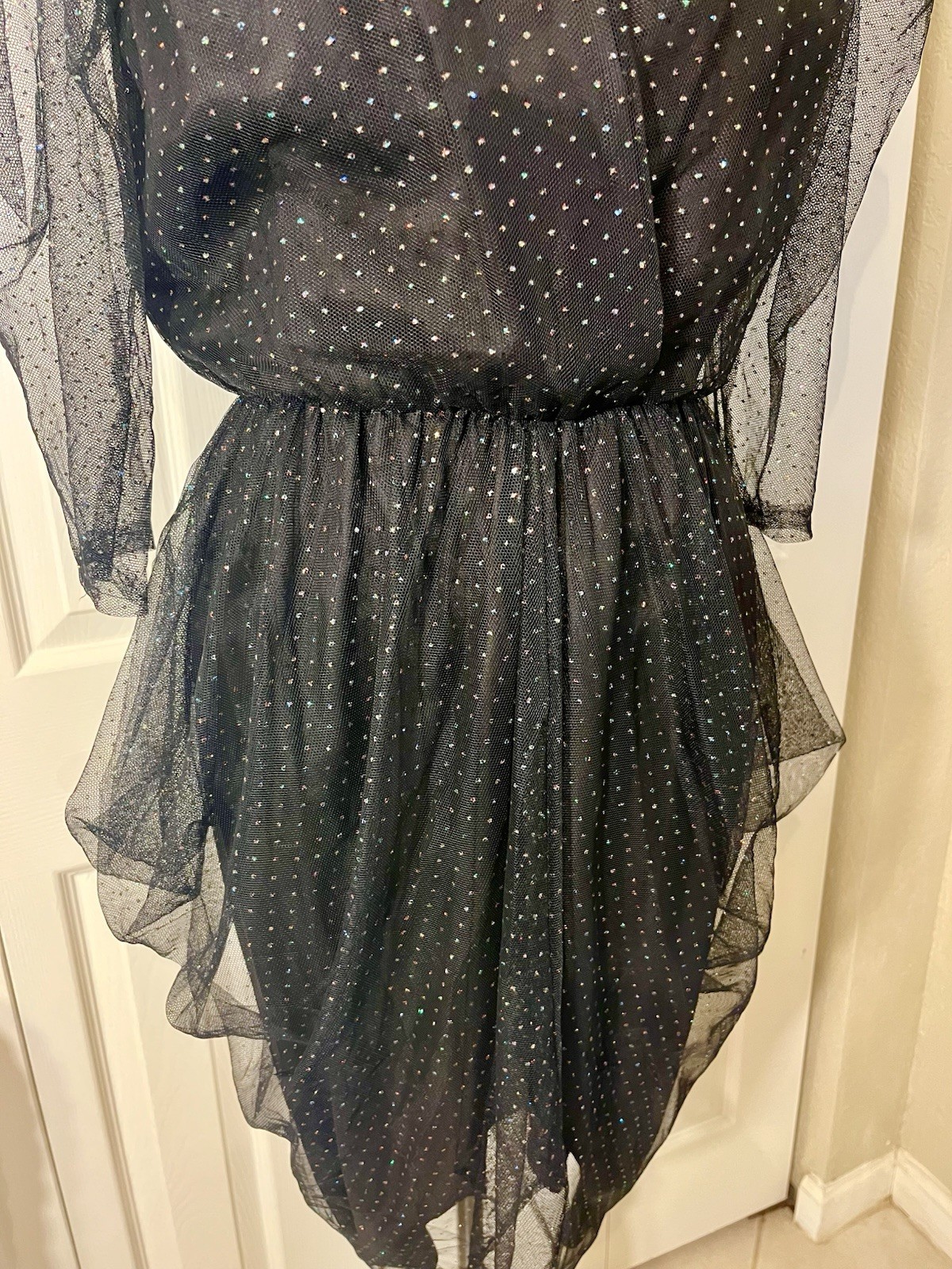 Glenrob Sparkling Tulle Art Deco Black Dress 7/8 Or S Glam Rock Siren