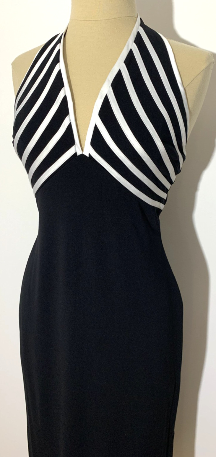 Joseph Ribkoff Vintage Halter Top Black Evening Formal Full Length Dress Size 10