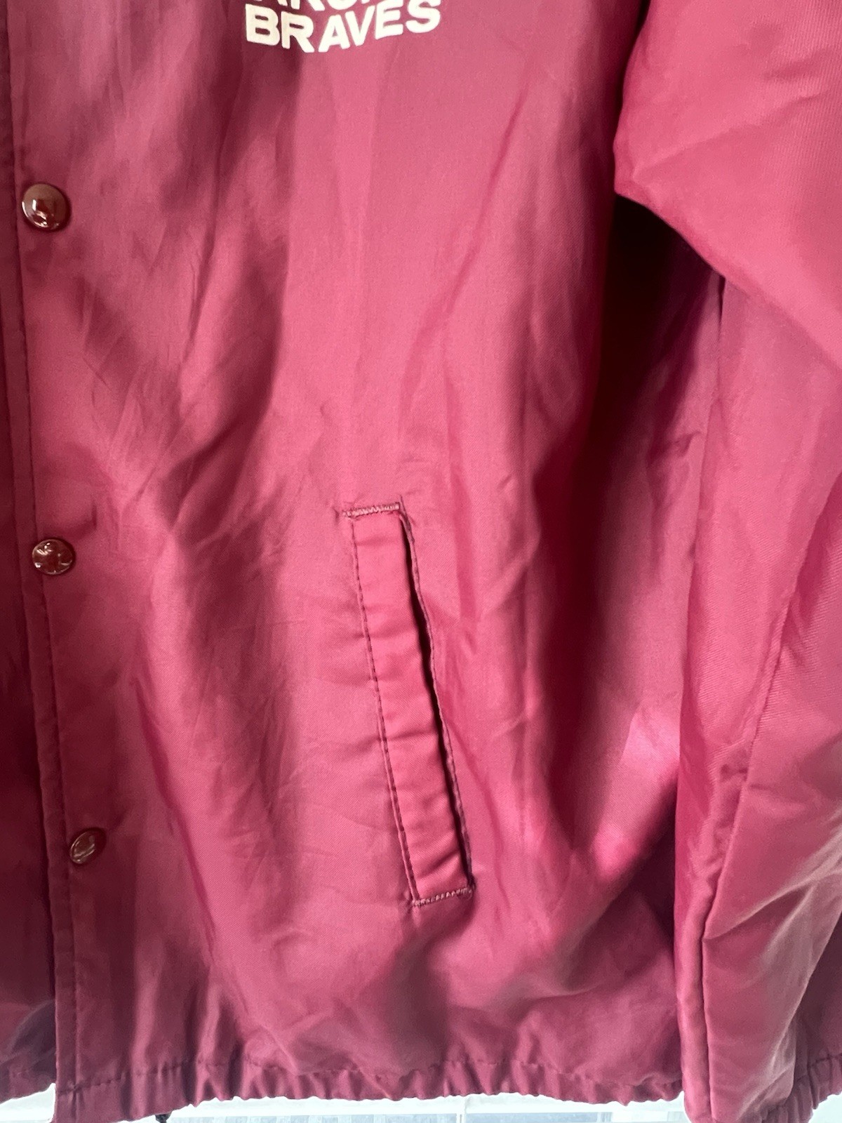 70s CHALK LINE Nylon Snap Coach Jacket HEARD COUNTY Marching Braves Size M Mens