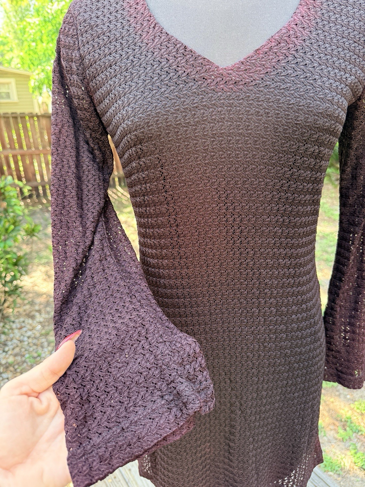 Vintage 90s 2000s Express Tricot Crochet Boho Mini Dress