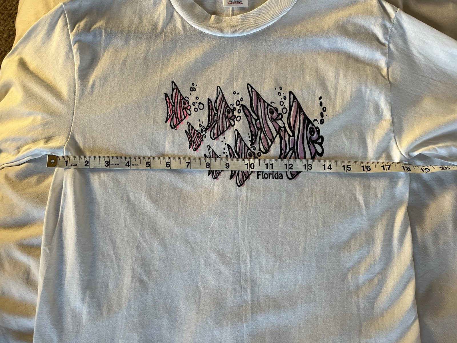 VTG 80/90’s Murina Single Stitch Long Sleeve Angel Fish Florida T’shirt Womens M
