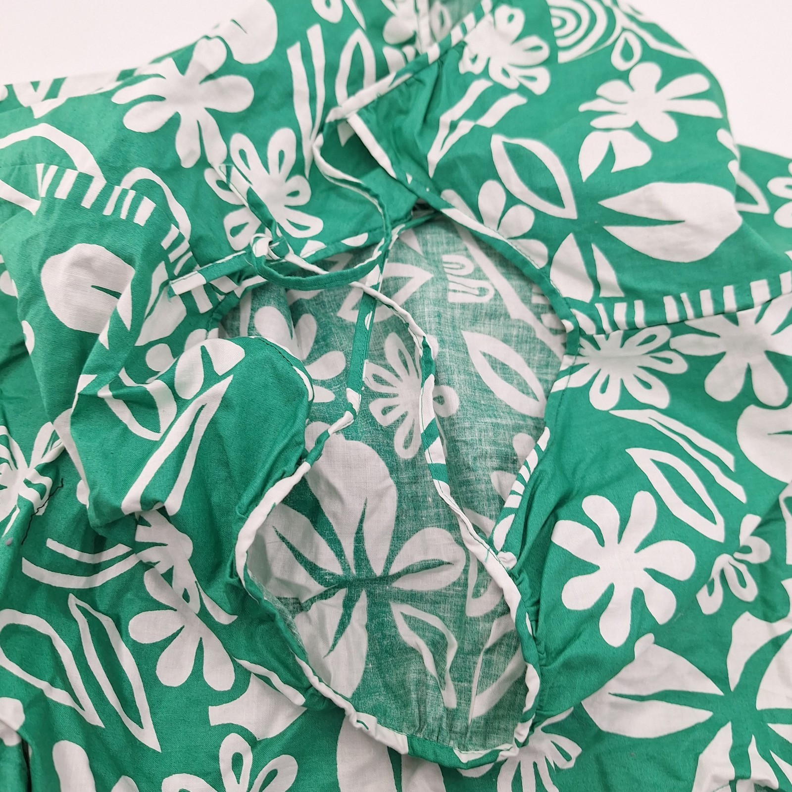 Vtg Green Bikini Retro 3 Pc Set Bathing Suit Mid Century Swimsuit Tropical