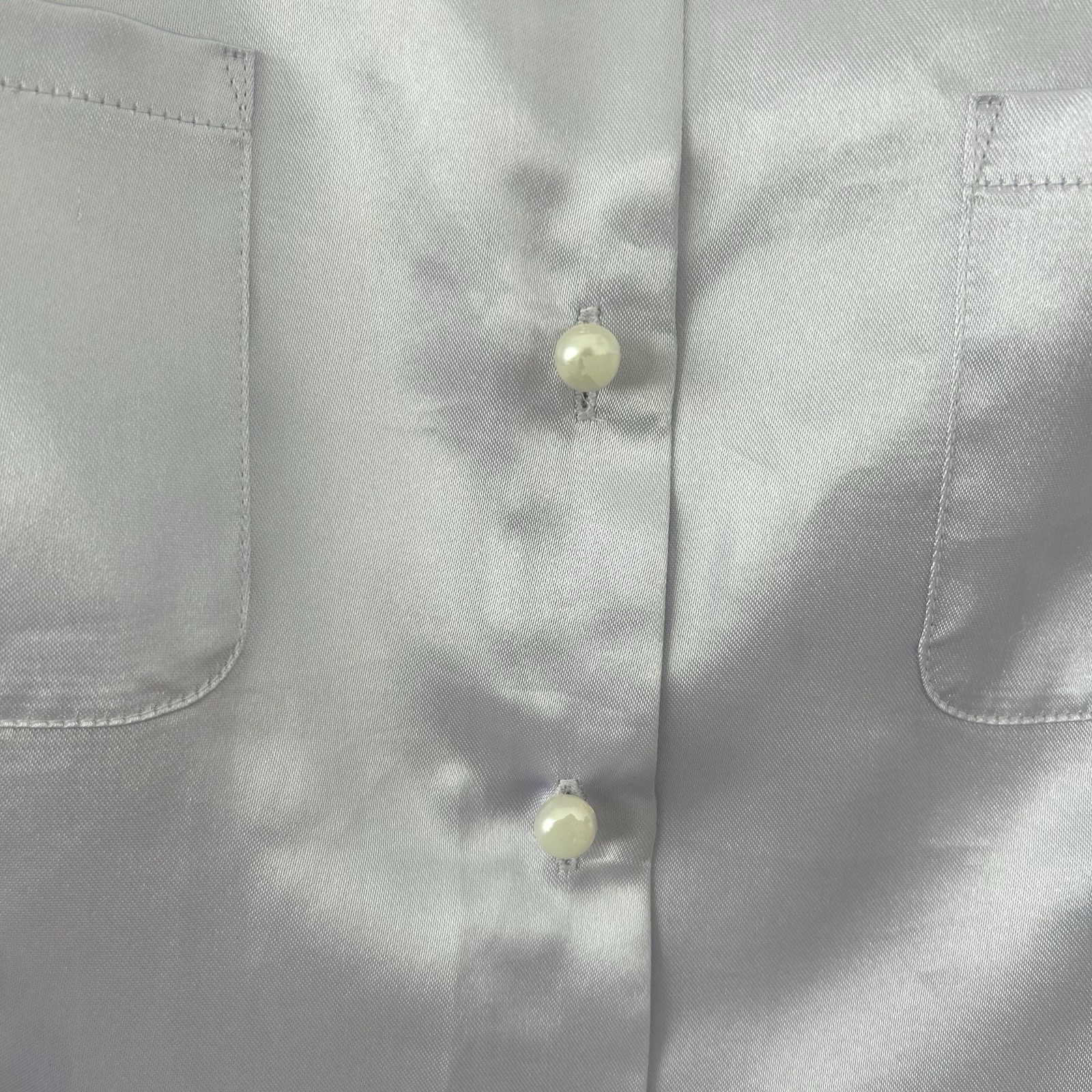 Vintage Amy Byer Lilac Silky Blouse Size S 90s Pearlescent Button Front