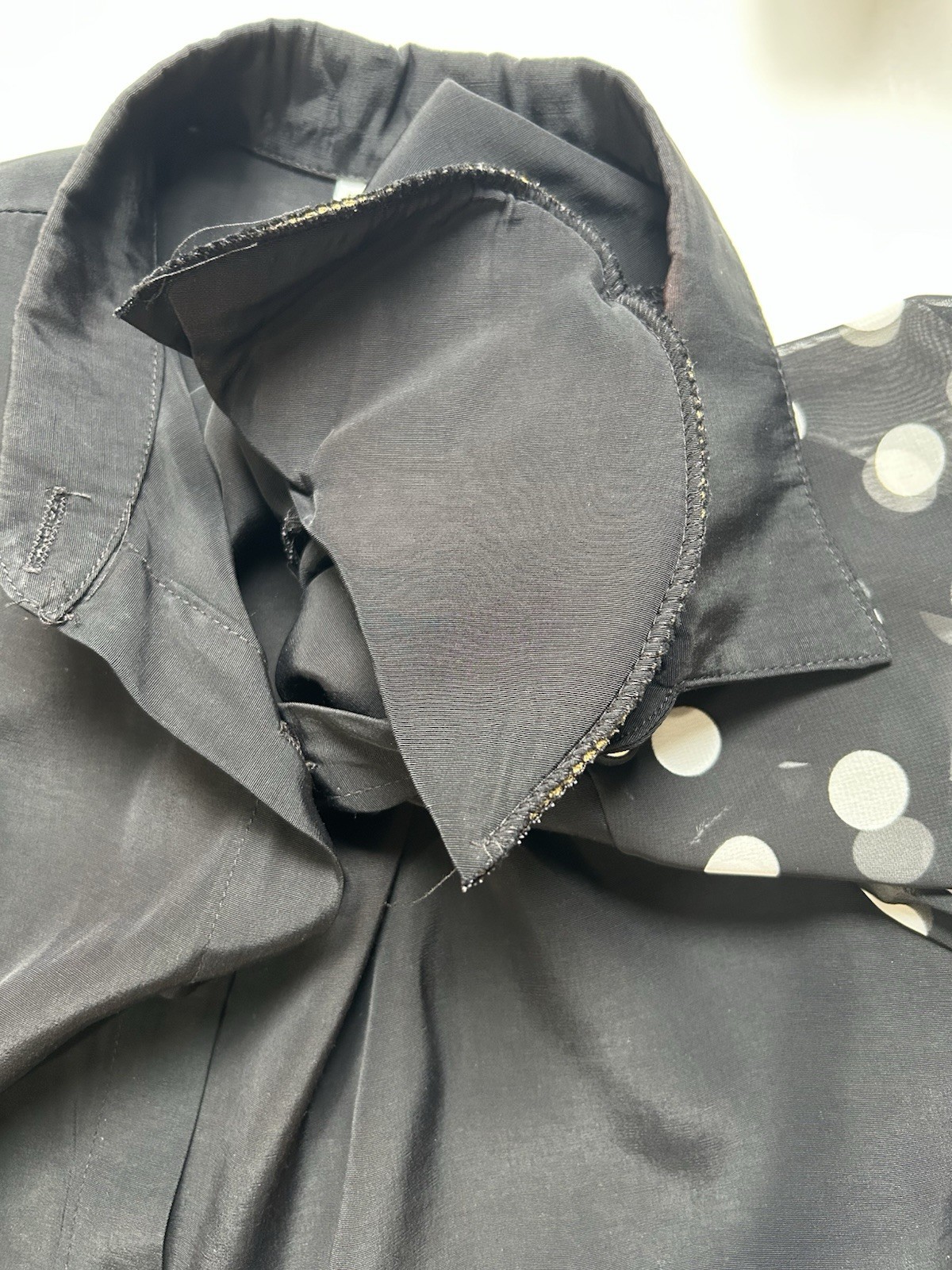 Dani An Vintage Blouse black white polka dots long sleeves size large