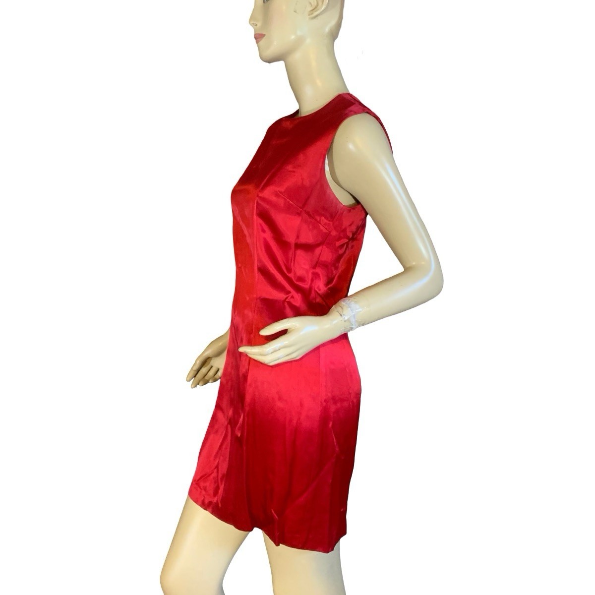 VINTAGE CIRCA 1990’S R-WEAR RAMPAGE CLOTHING CO RED SATIN MINI DRESS SZ 7/S