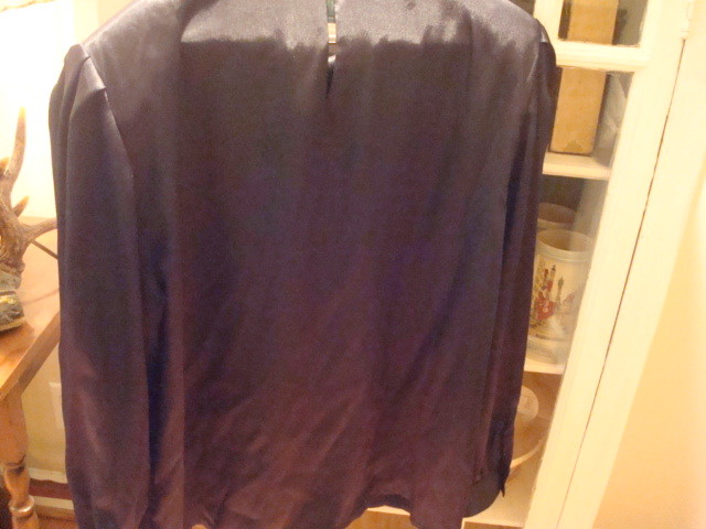 Vintage 70’s 80’s Black Susan Hutton Poly Blouse Beaded Sz 14 New