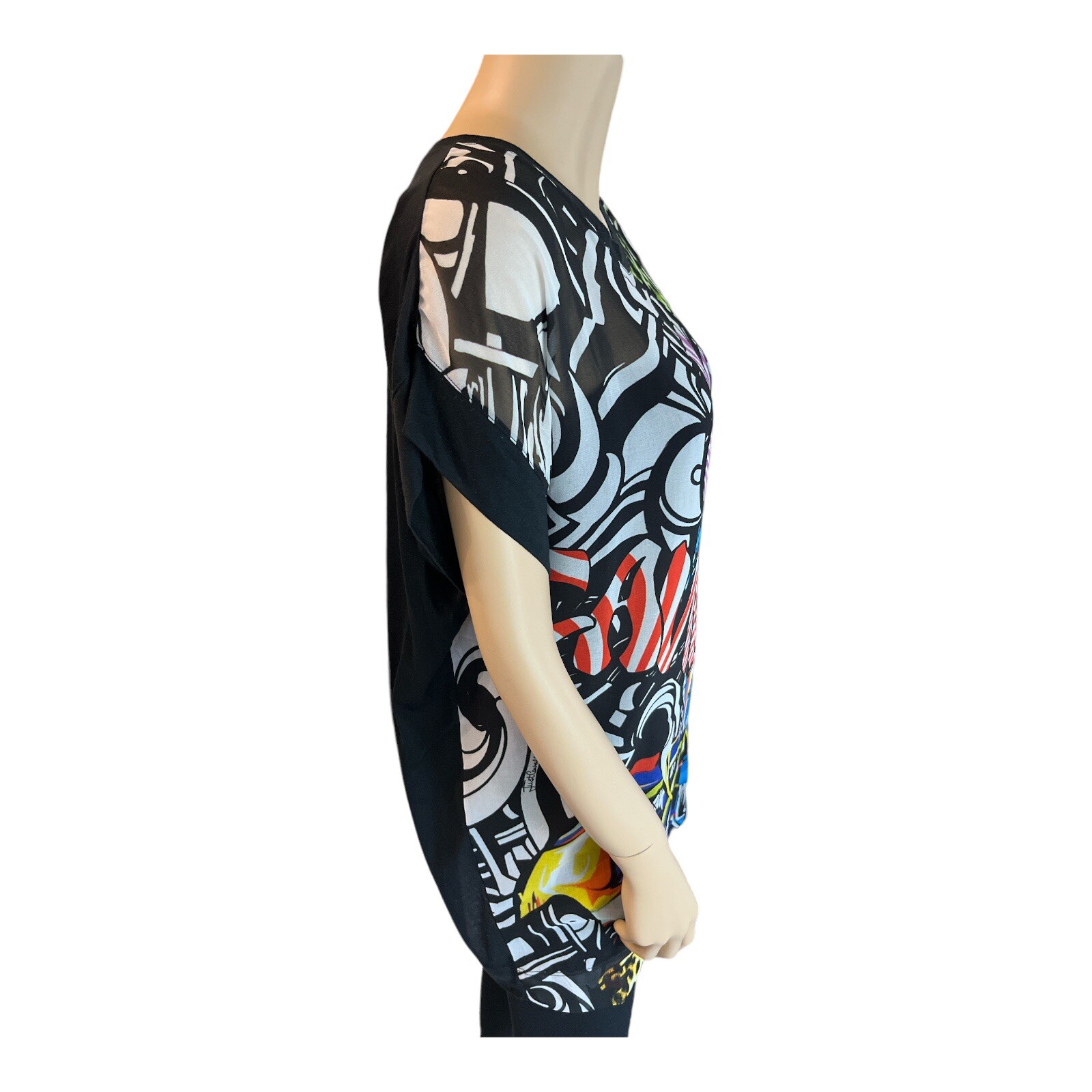Vintage ROBERTO CAVALLI Just Iconic GRAFFITI Tunic Top Street Punk Rock Sz L