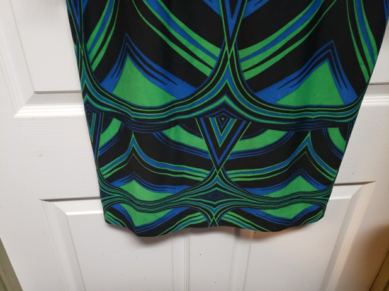 Vintage 90’s Dress Size 12 J. Taylor Green Blue Geometric 3/4 Sleeve Zipper Back