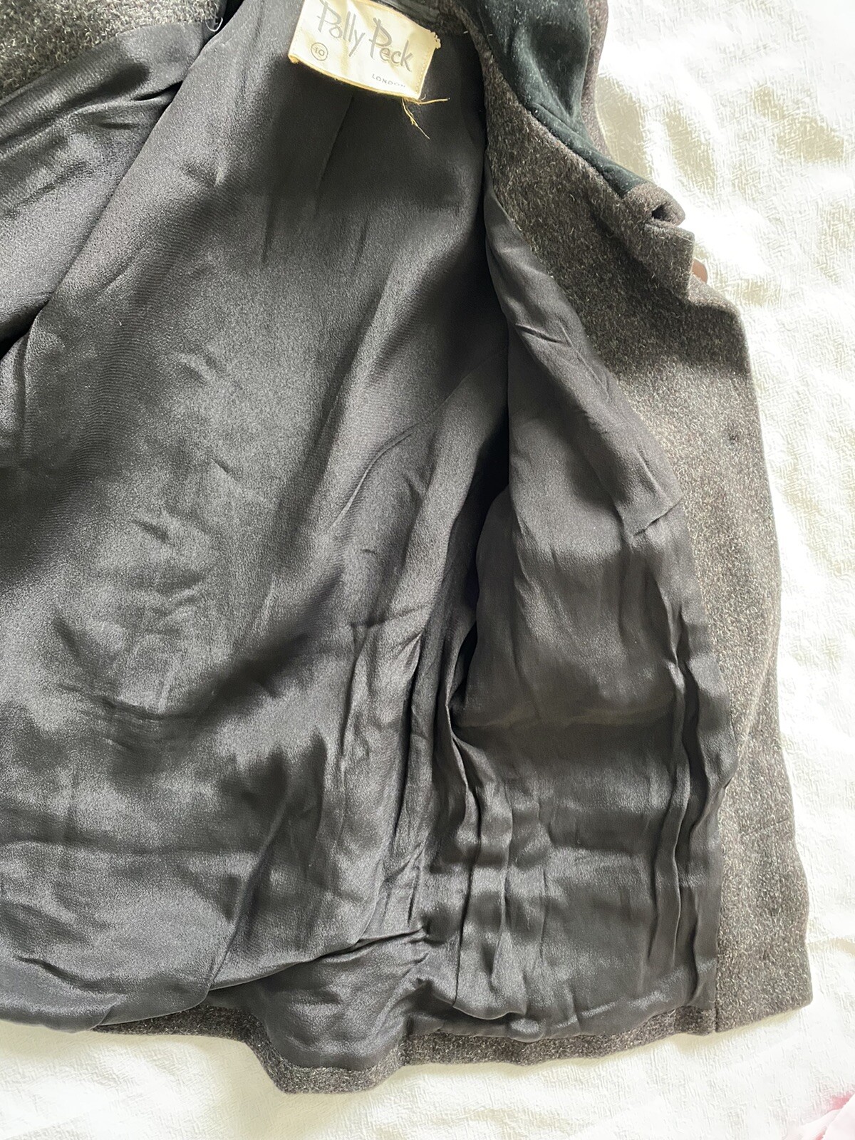 Vintage 50s 60s Sz S Sybil Zelker Polly Peck Wool Velvet Jacket Belt Grey Short