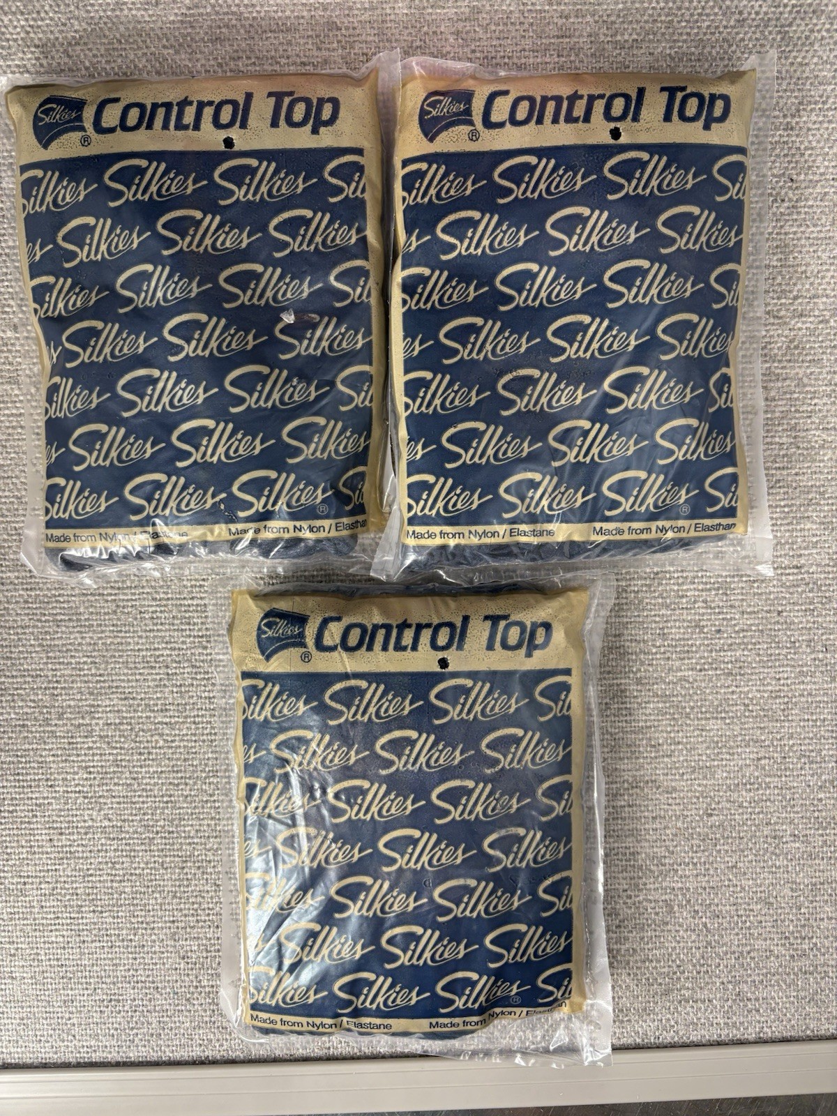 Vtg Silkies Pantyhose Lot 5 pr Control Top TCL Support Queen XL Tall Navy White