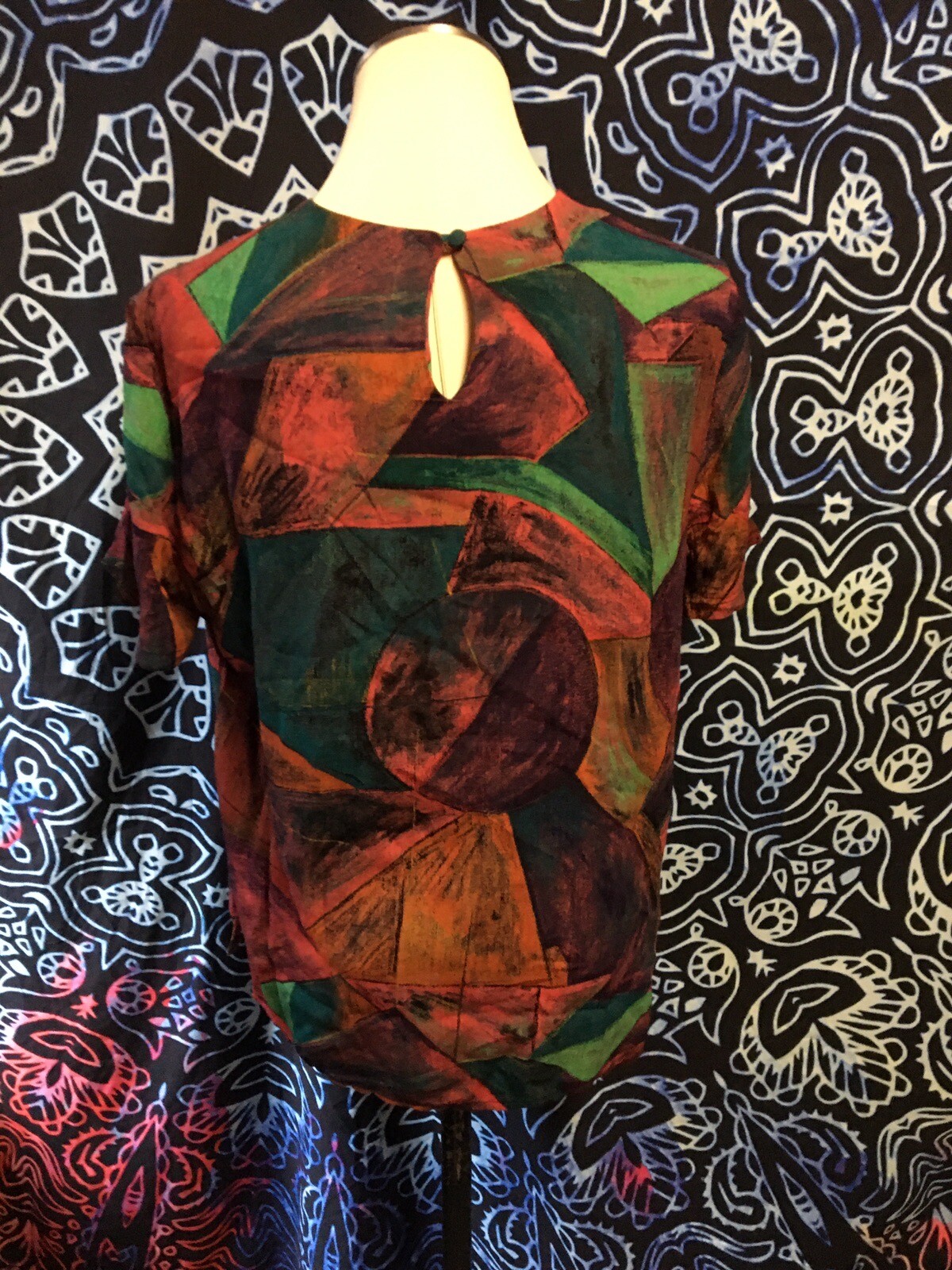 VINTAGE Pierre Lamonte Shirt Women size 10 90’s artsy colorful painterly