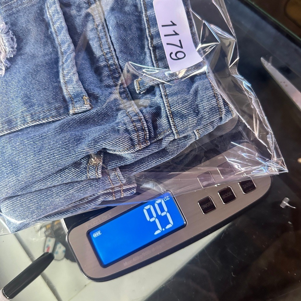 Edikted Distressed Denim Mini Skirt Light Wash Y2K Festival Style Size Small