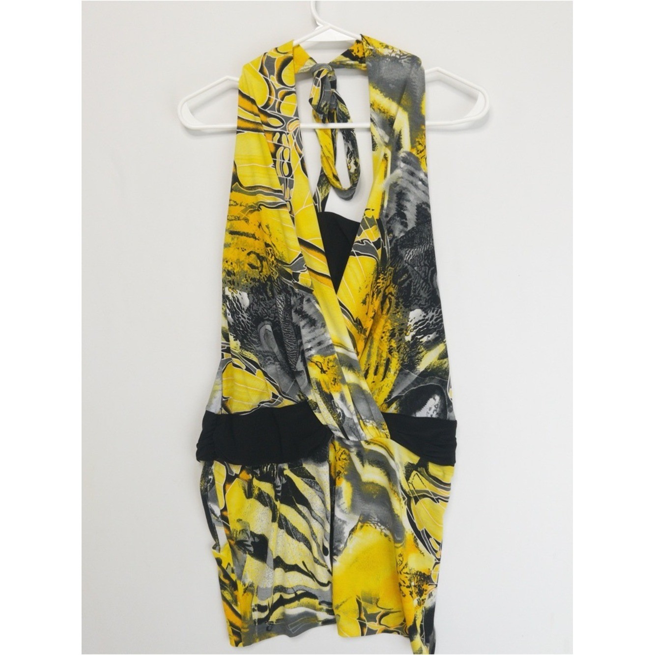 NWT Cache halter dress size S butterfly wing Yellow Black Vtg Y2k Deadstock $118