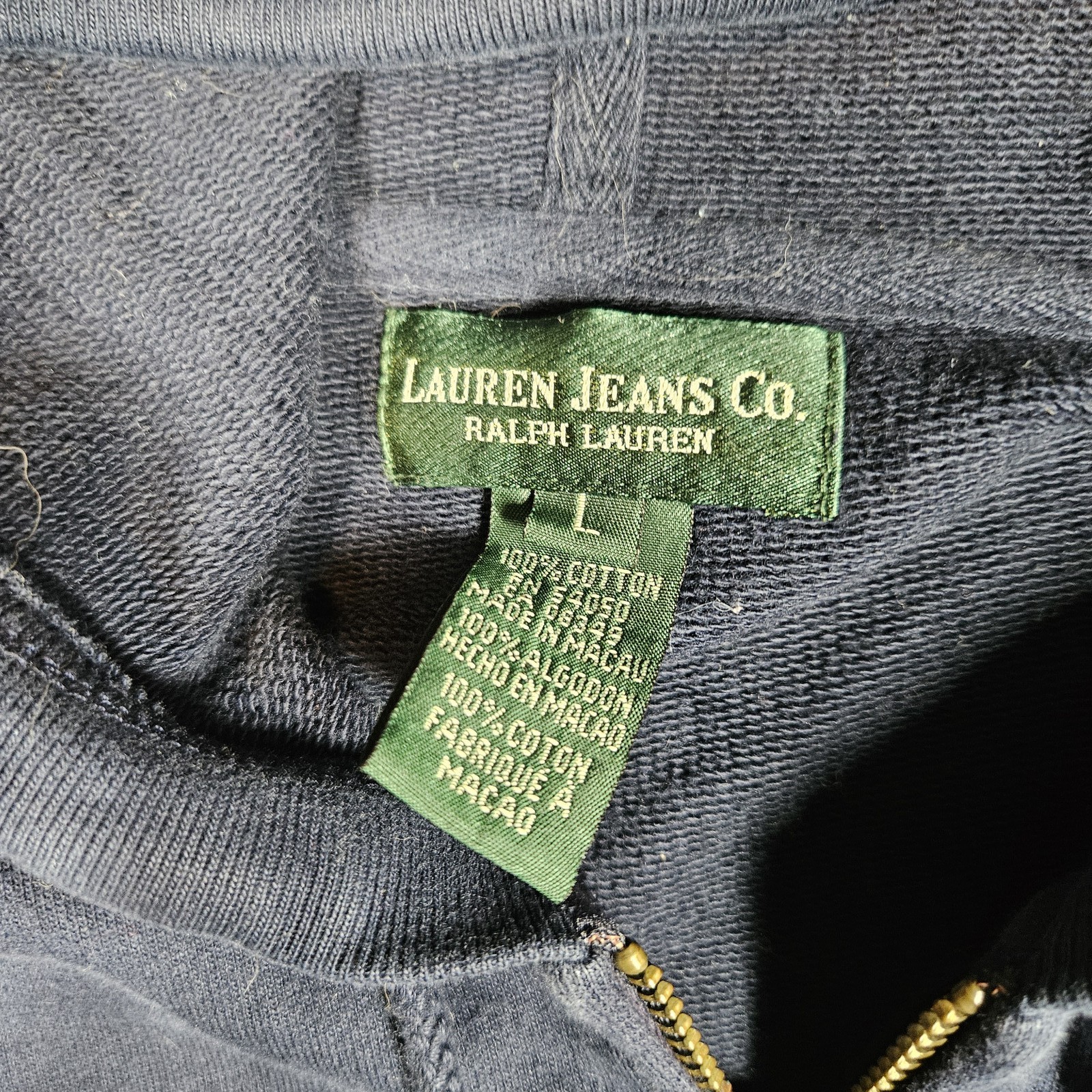 Lauren Jeans Co. Ralph Lauren Women’s Navy Full Zip Hoodie Sweatshirt Size L