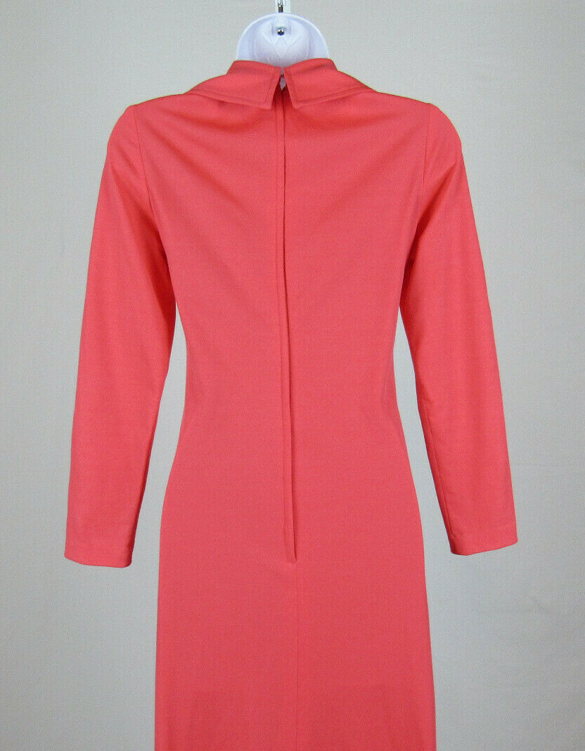VTG 1960s JULIE MILLER OF CALIFORNIA MANDARIN DRESS CRYSTAL BUTTONS GATHERS
