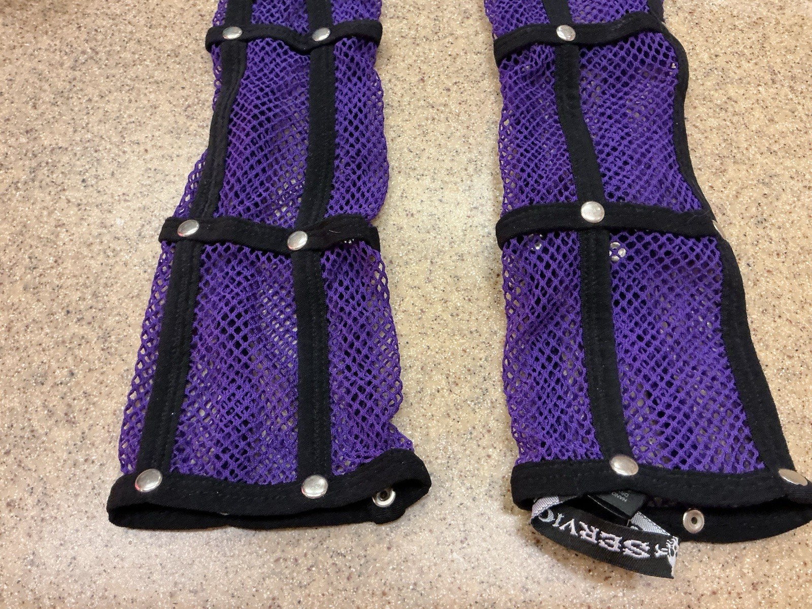 Vintage Y2K Lip Service Purple Fishnet Cage Arm Warmers L/Xl Style 48-9-01