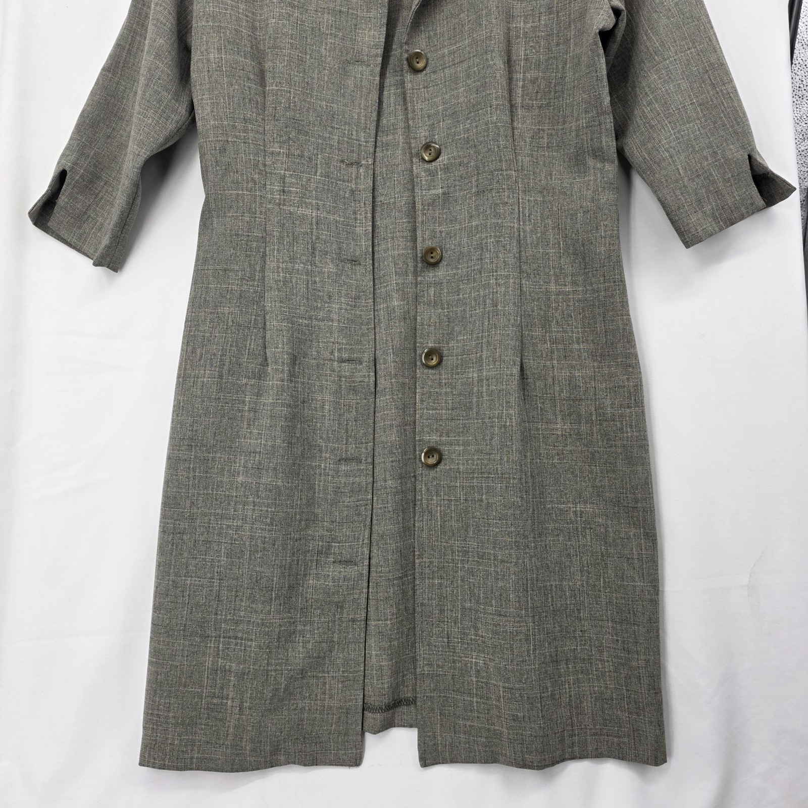 Vintage Heart Soul Button Front Long Jacket Dress USA Minimalist Gray Size 5