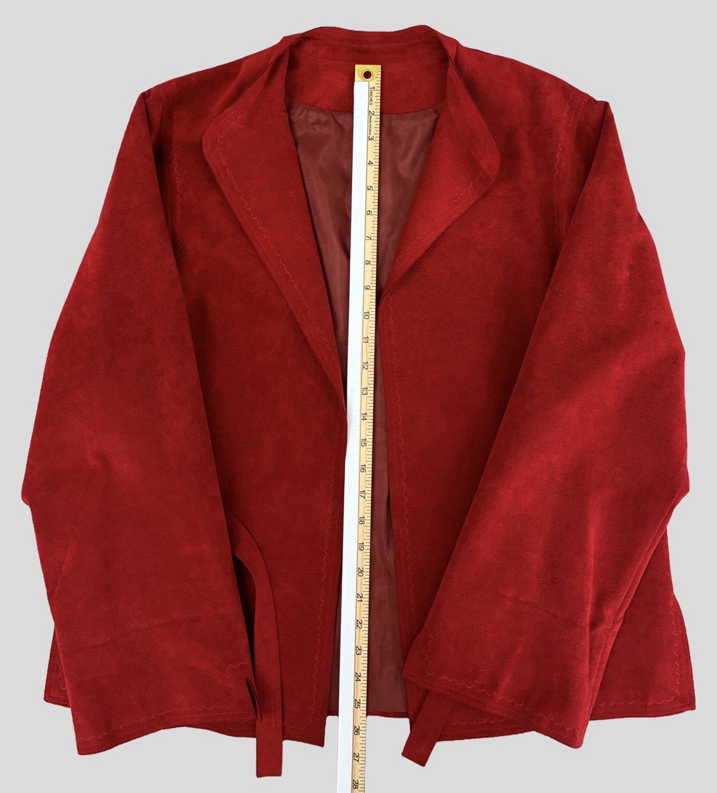 VTG Ultra Suede Brick Red Tie Waist Jacket 60s/70’s Women’s L Easy Casual Retro