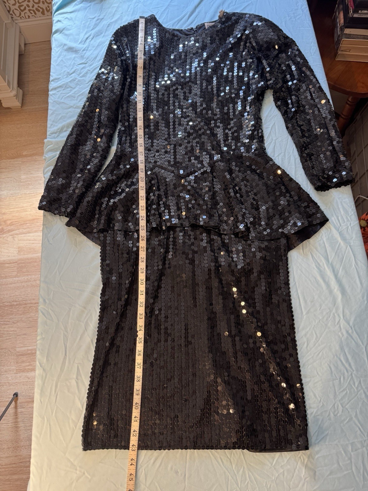 Vintage 80s Women’s Oleg Cassini Black Sequin Cocktail Dress Sz 12 See Descript.