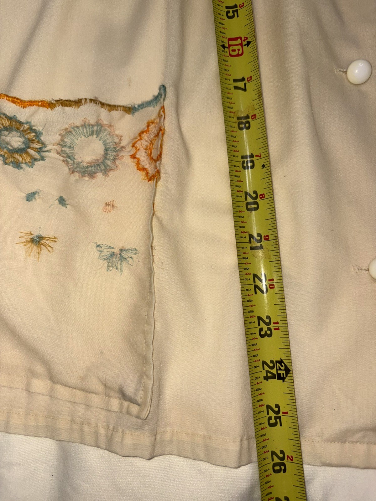 VTG 60S 70S WOMENS FLOWER EMBROIDERED FESTIVAL PRARIE BOHO BABYDOLL Shirt M