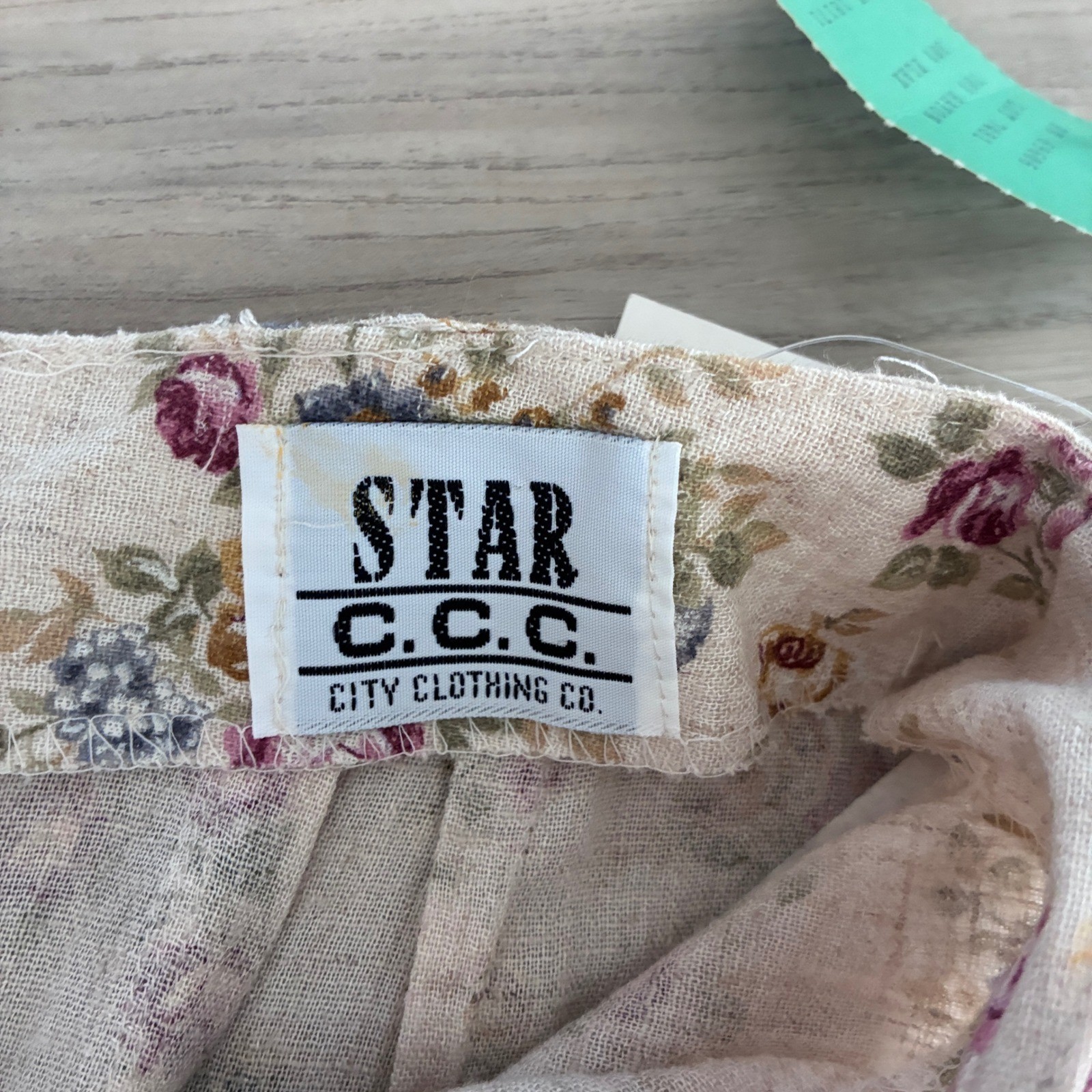 New Vintage Star City Floral Rayon Flax Skirt Cream Burgundy Blue Y2K Size 9 NWT
