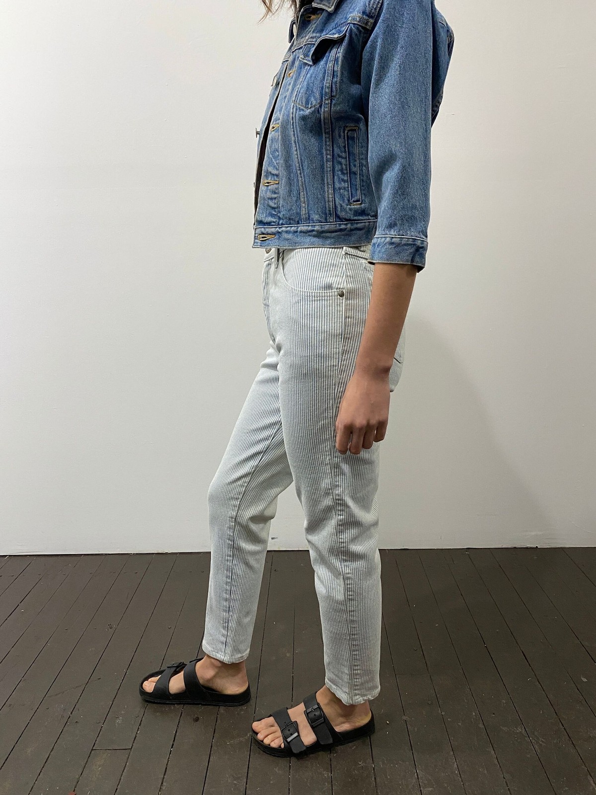 80s Levis Hickory Stripe Jeans: Vintage High Waist Tapered Denim