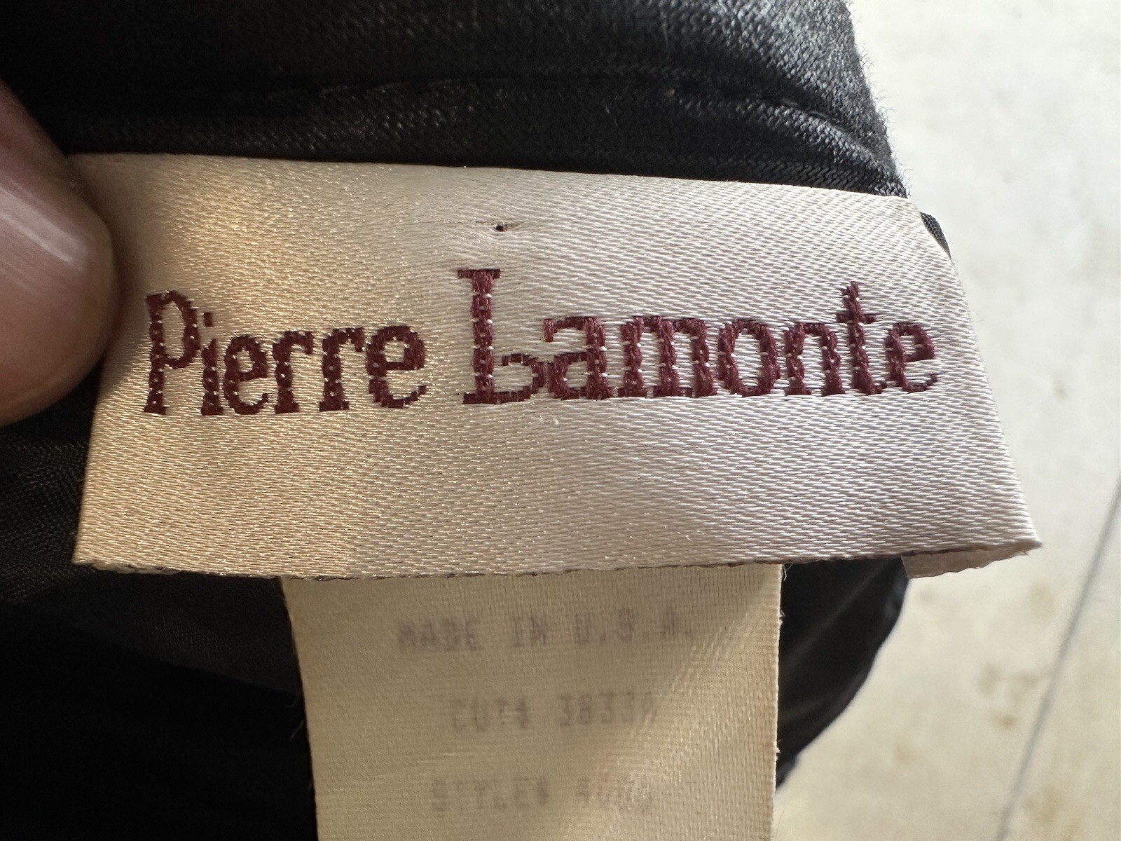 Vintage Pierre Lamonte Black Polyester Shiny Sleek Faux Leather Pants Size 14