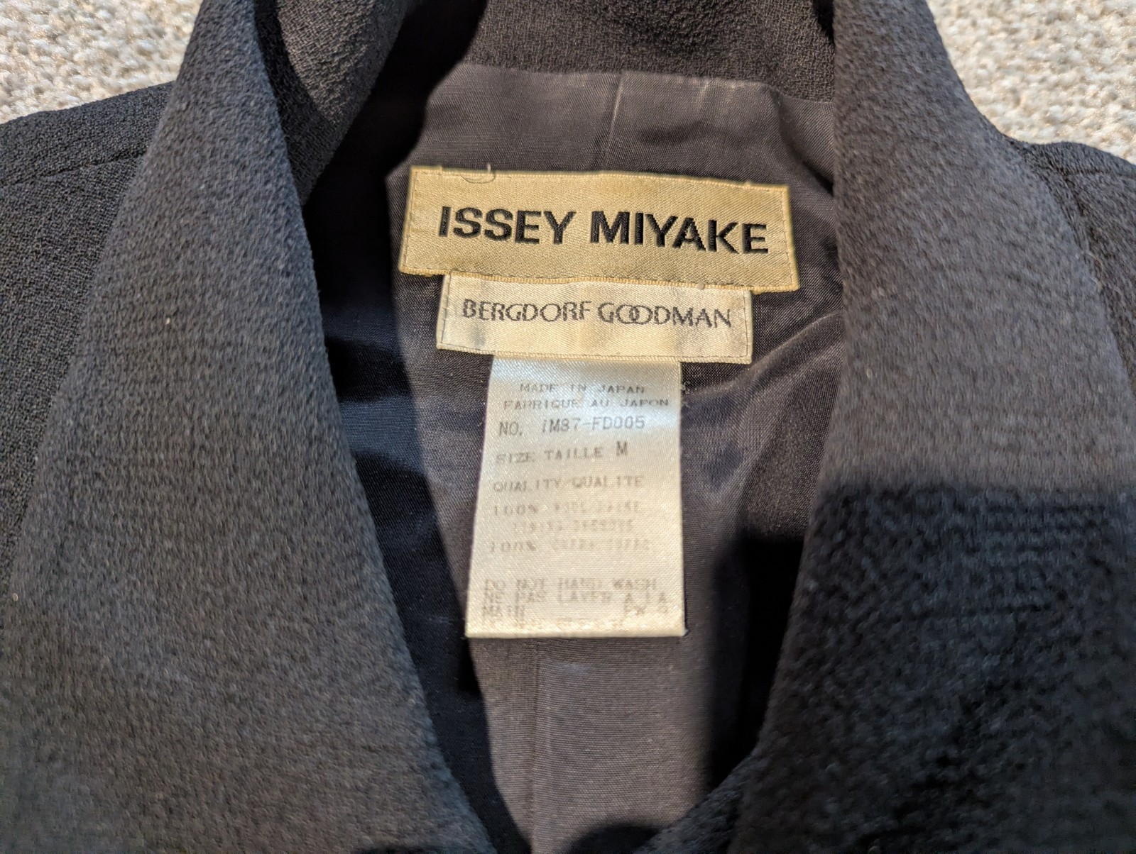 Vintage Issey Miyake Jacket Womens Medium Wool Bergdorf Goodman 1980s Zip Coat