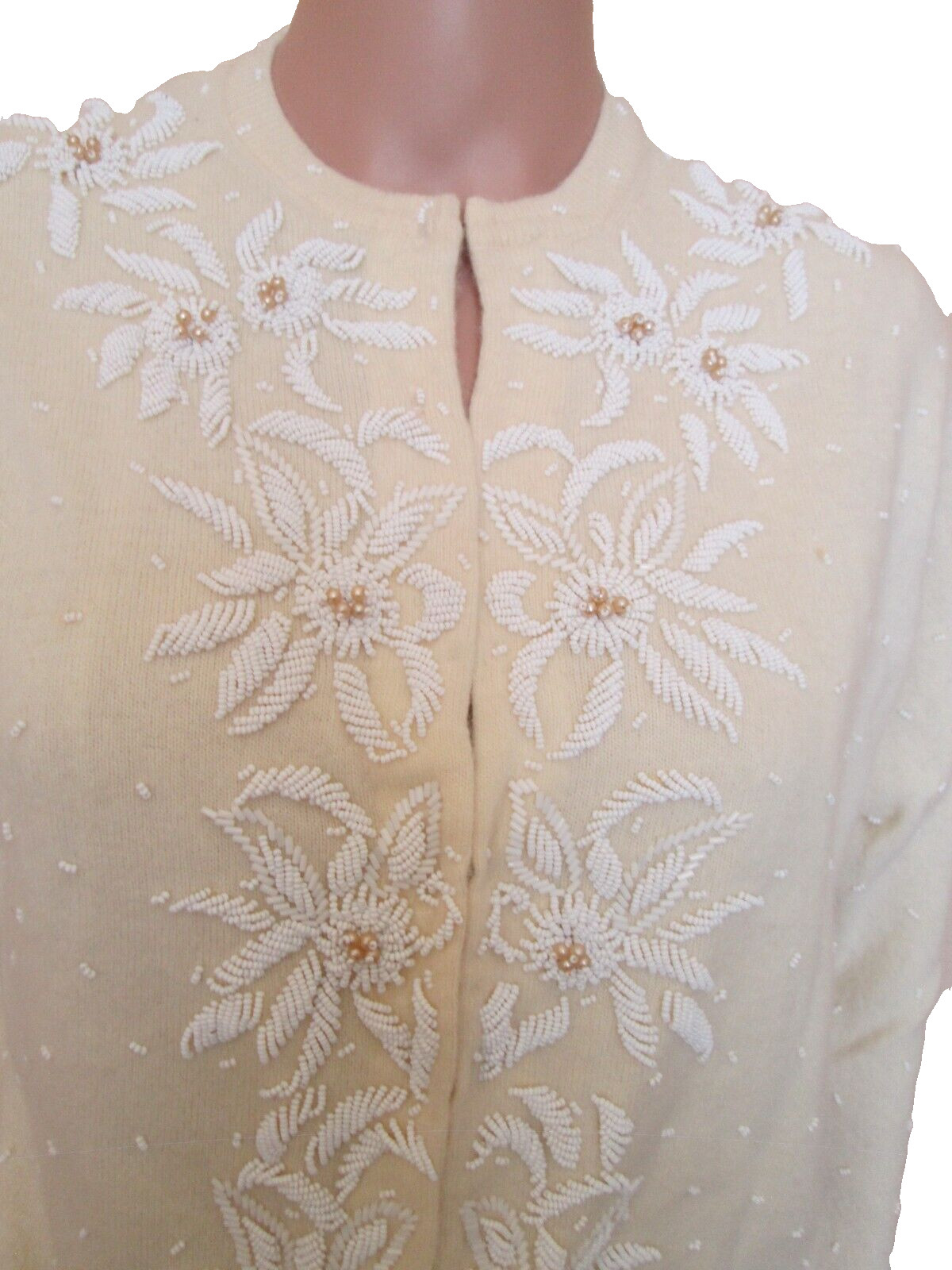 NEW IN Package GENE SHELLY Hand Beaded Lambs Wool Rabbit Angora Sweater Top