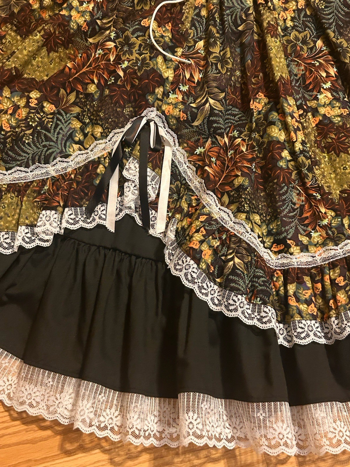 Vintage Fun&Fancy Originals Square Dance Floral Outfit Circle Skirt Sz XL