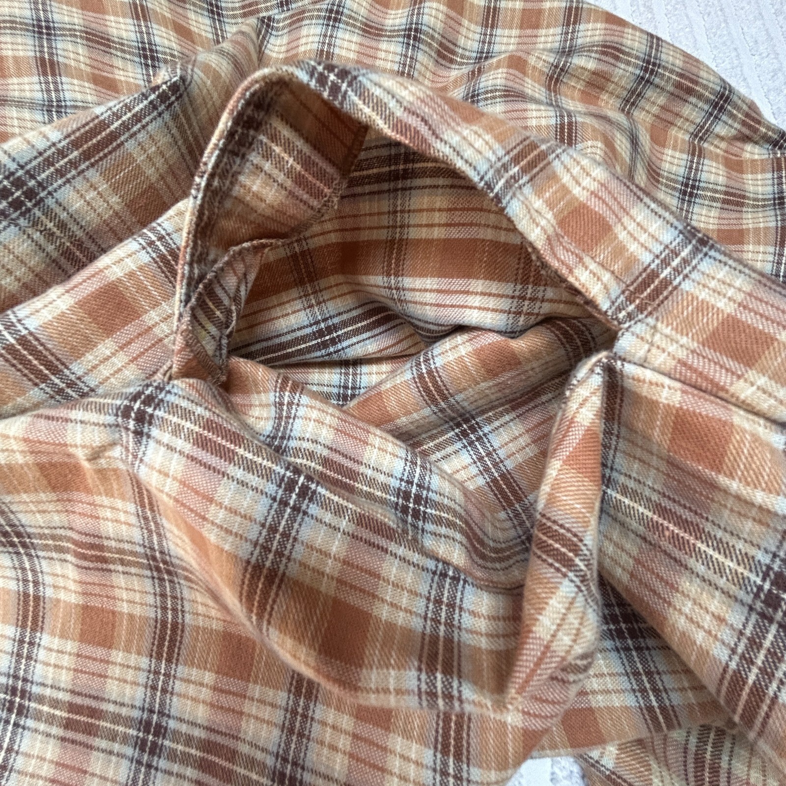 Aunt Abigail’s Attic Vintage Plaid Midi Shirt Dress Brown Long Sleeve Prairie