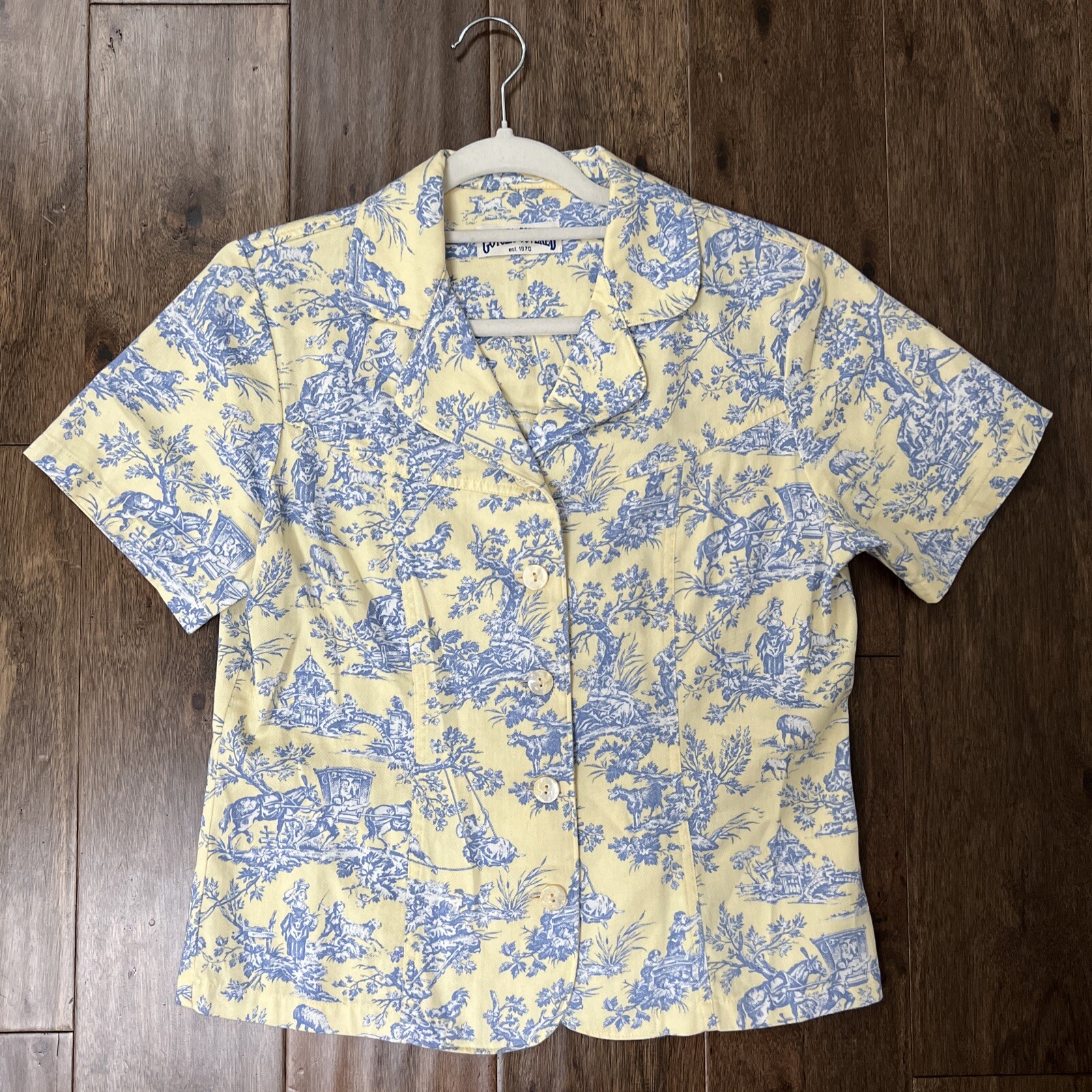 Vtg Gotcha Covered USA Womens Cowboy Novelty Print Shirt S/M Western Blazer