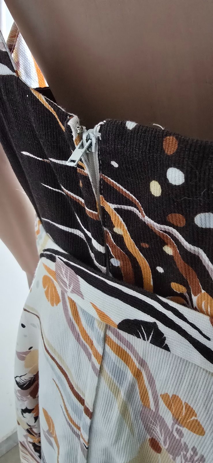 Vintage70sTRINA LEWIS& MARJON COUTURE Cotton Dress Abstract Floral Bust-90cm/35″