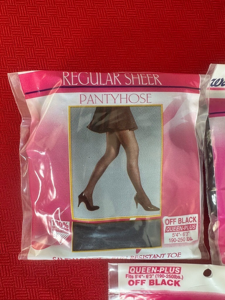 3 LOT Vintage Walgreens Panty Hose 5’4″-6’3″ Off Black Sandalfoot Run-resist